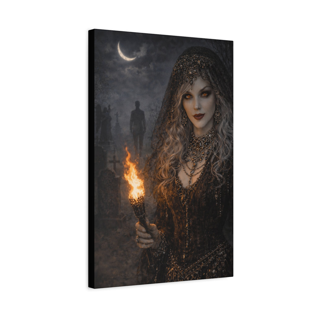 Gothic Widow with Torch Matte Canvas Wall Art