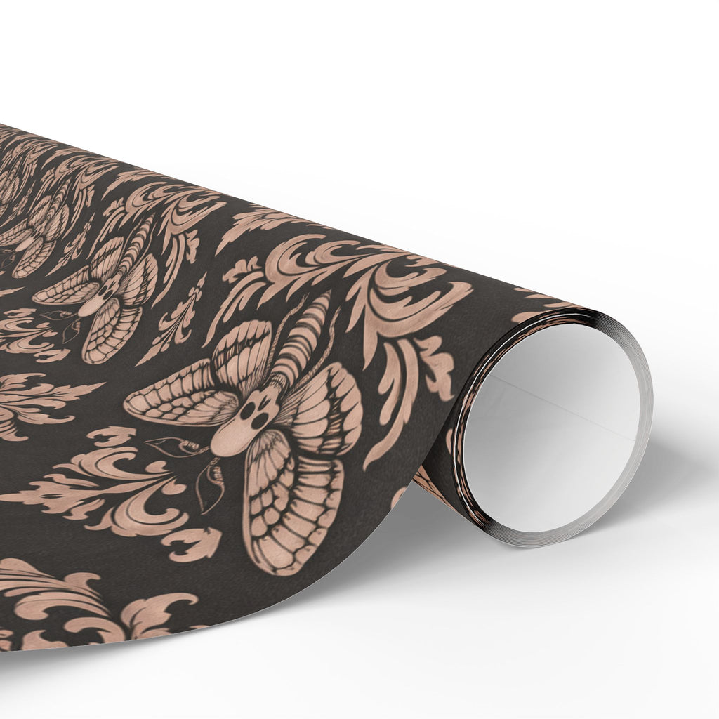 Vintage Damask Wrapping Paper Roll — Elegant Black & Rose Gold Gift Wrap