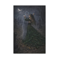 Gothic Graveyard Dance Matte Canvas Print — Ghostly Embrace Wall Art
