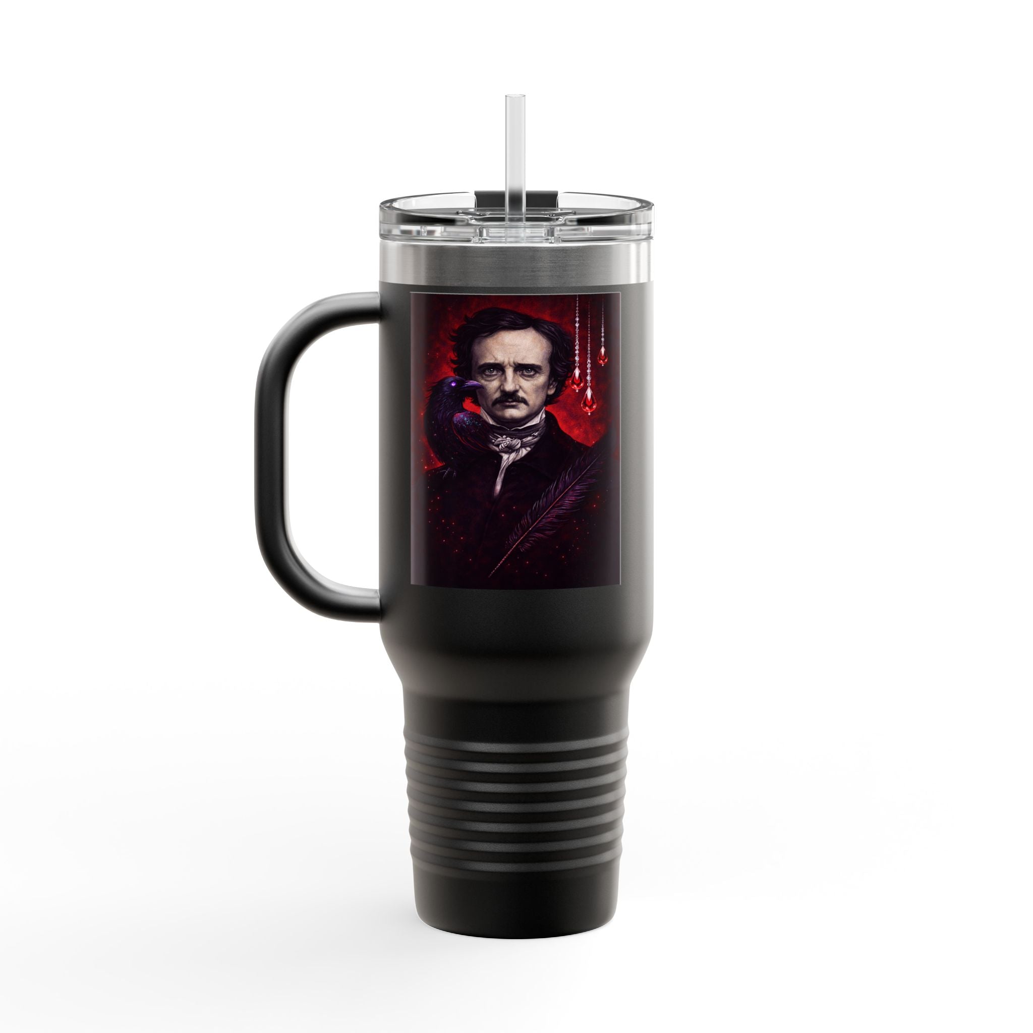 Edgar Allan Poe 40oz Insulated Travel Mug – Gothic Raven Coffee Tumbler