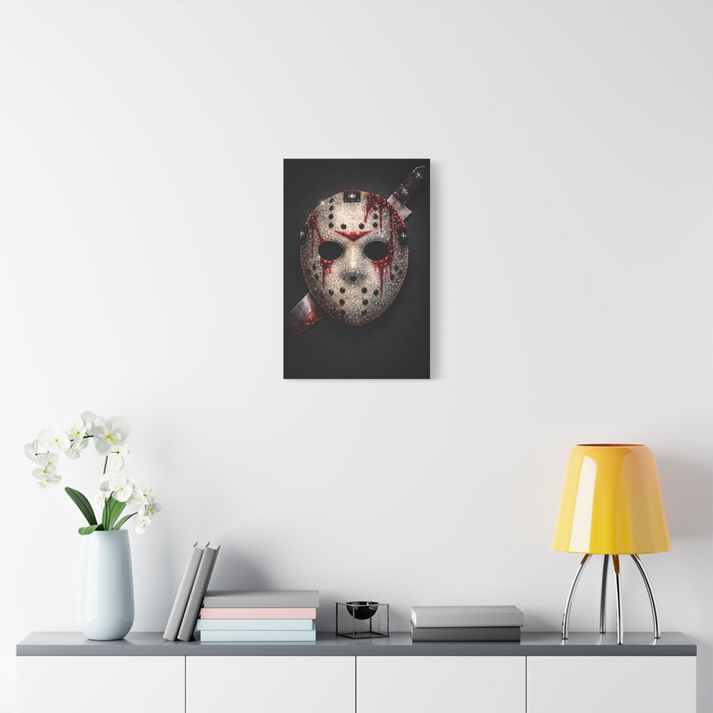 Horror Mask Canvas Print — Bloodied Mask Matte Stretched Wall Art ready to diamond paint