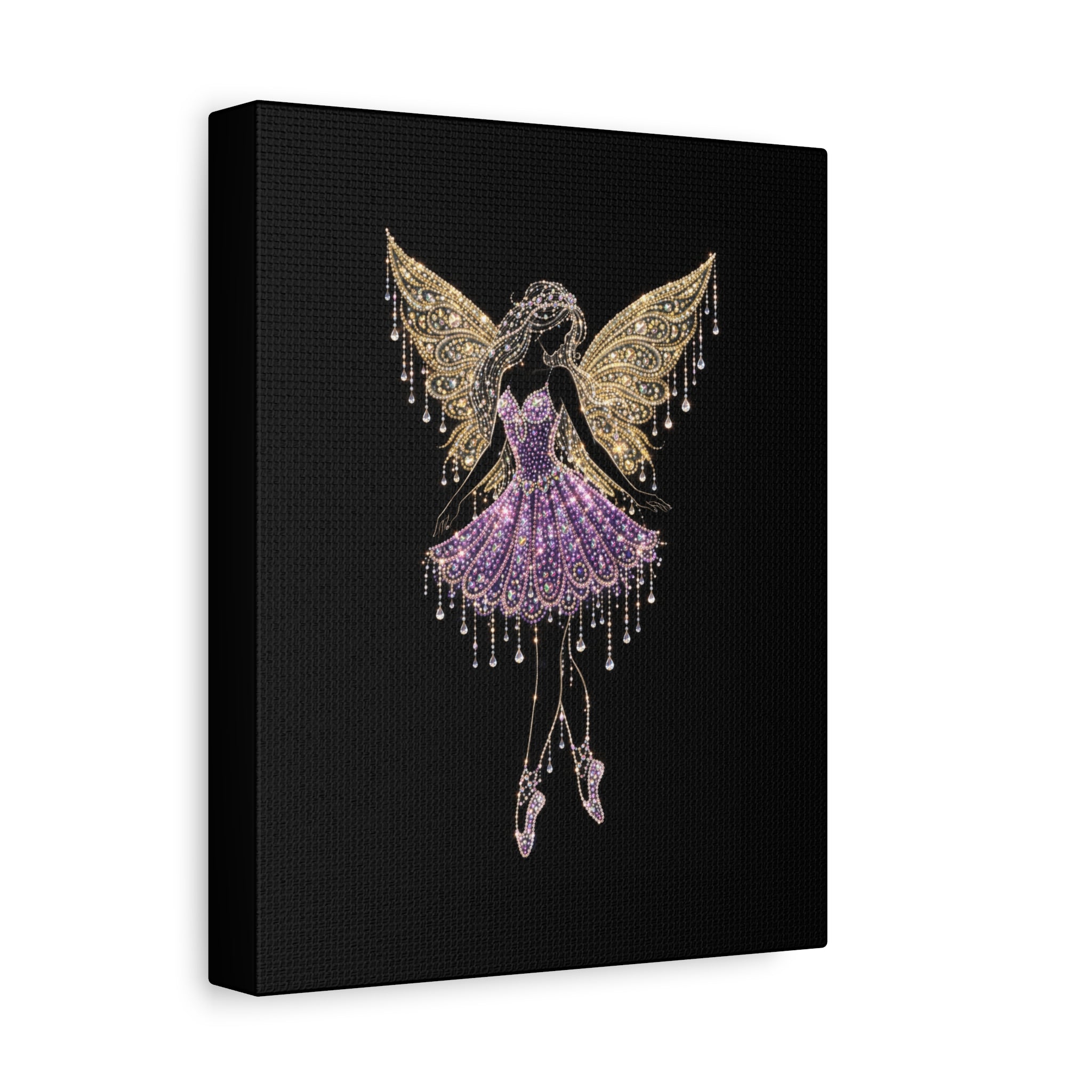 Fairy Ballerina Canvas Art — Sparkling Purple & Gold Wall Decor