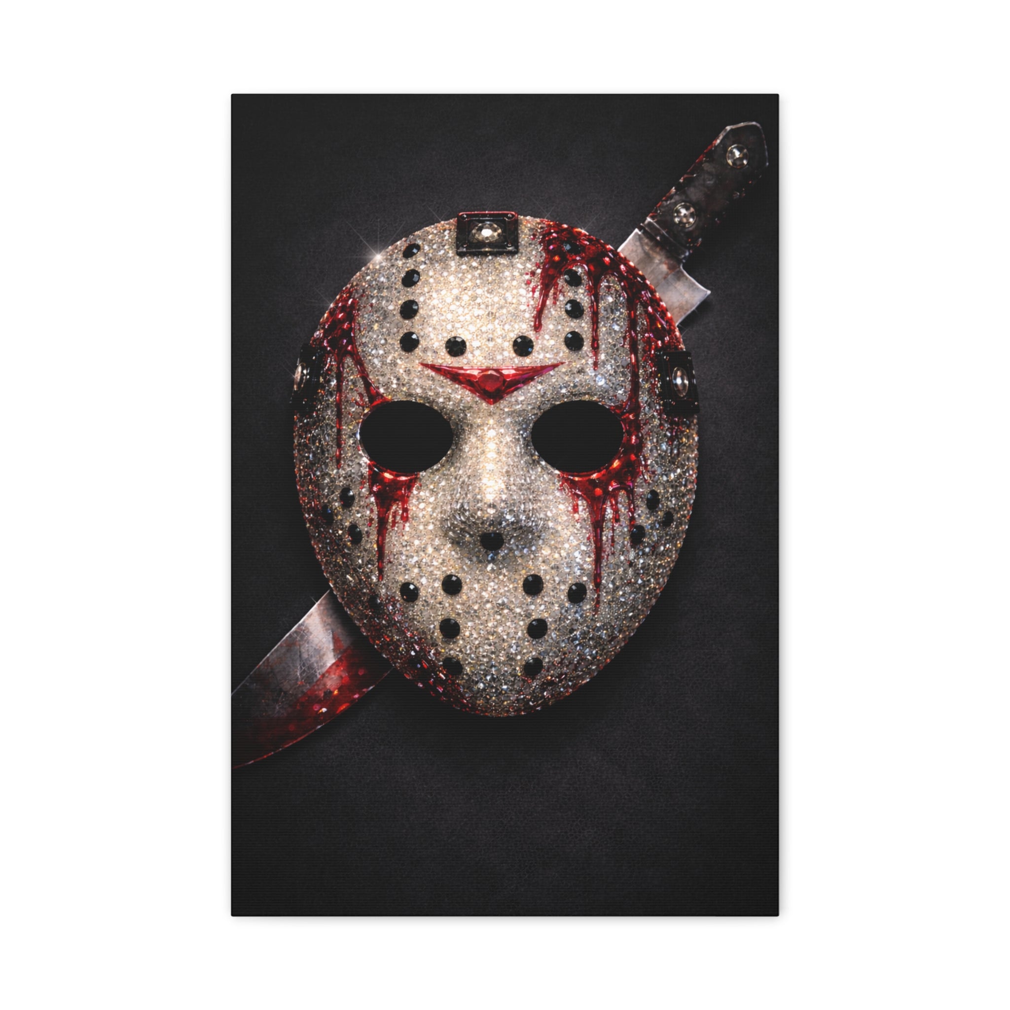 Horror Mask Canvas Print — Bloodied Mask Matte Stretched Wall Art ready to diamond paint