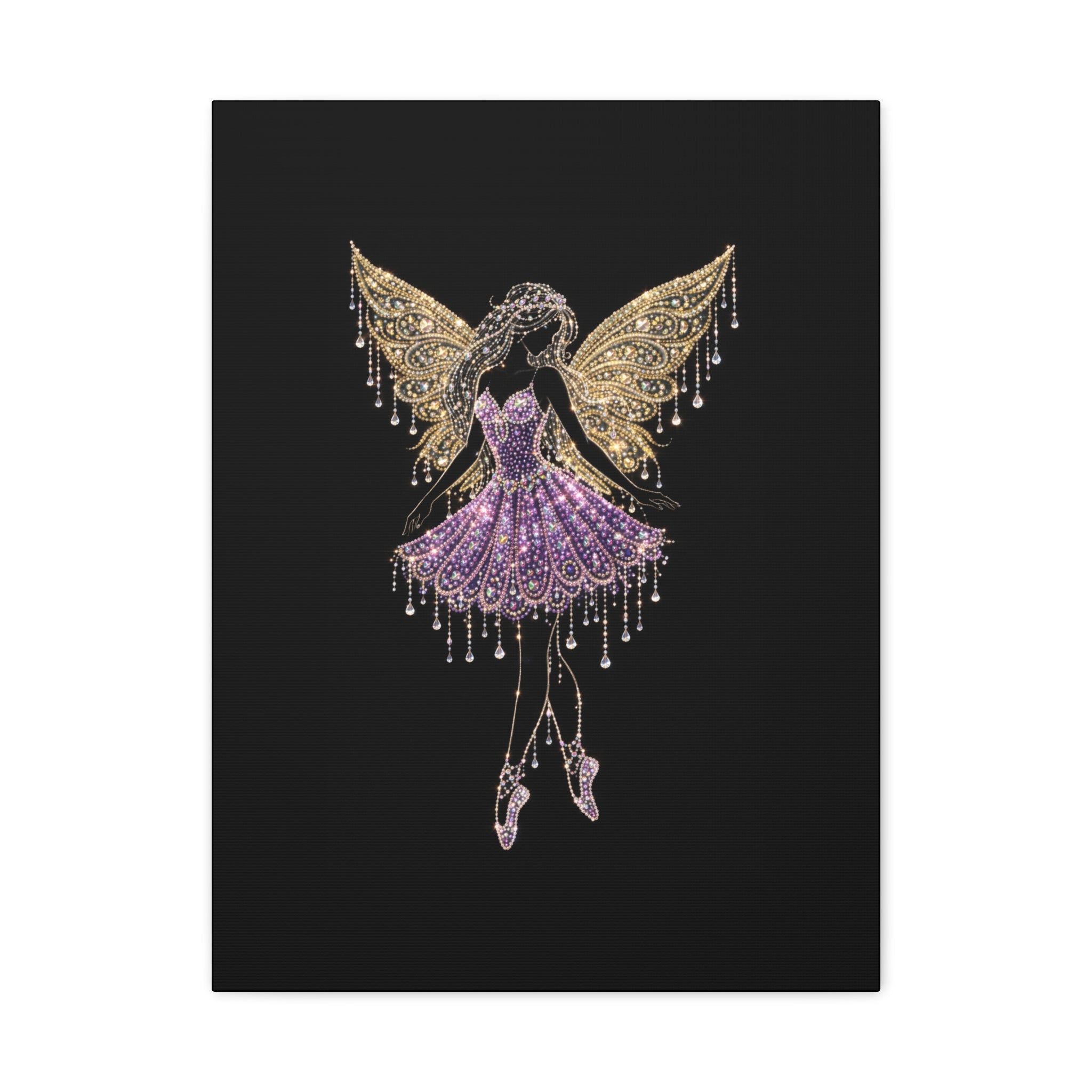 Fairy Ballerina Canvas Art — Sparkling Purple & Gold Wall Decor