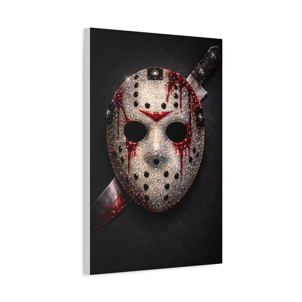 Horror Mask Canvas Print — Bloodied Mask Matte Stretched Wall Art ready to diamond paint