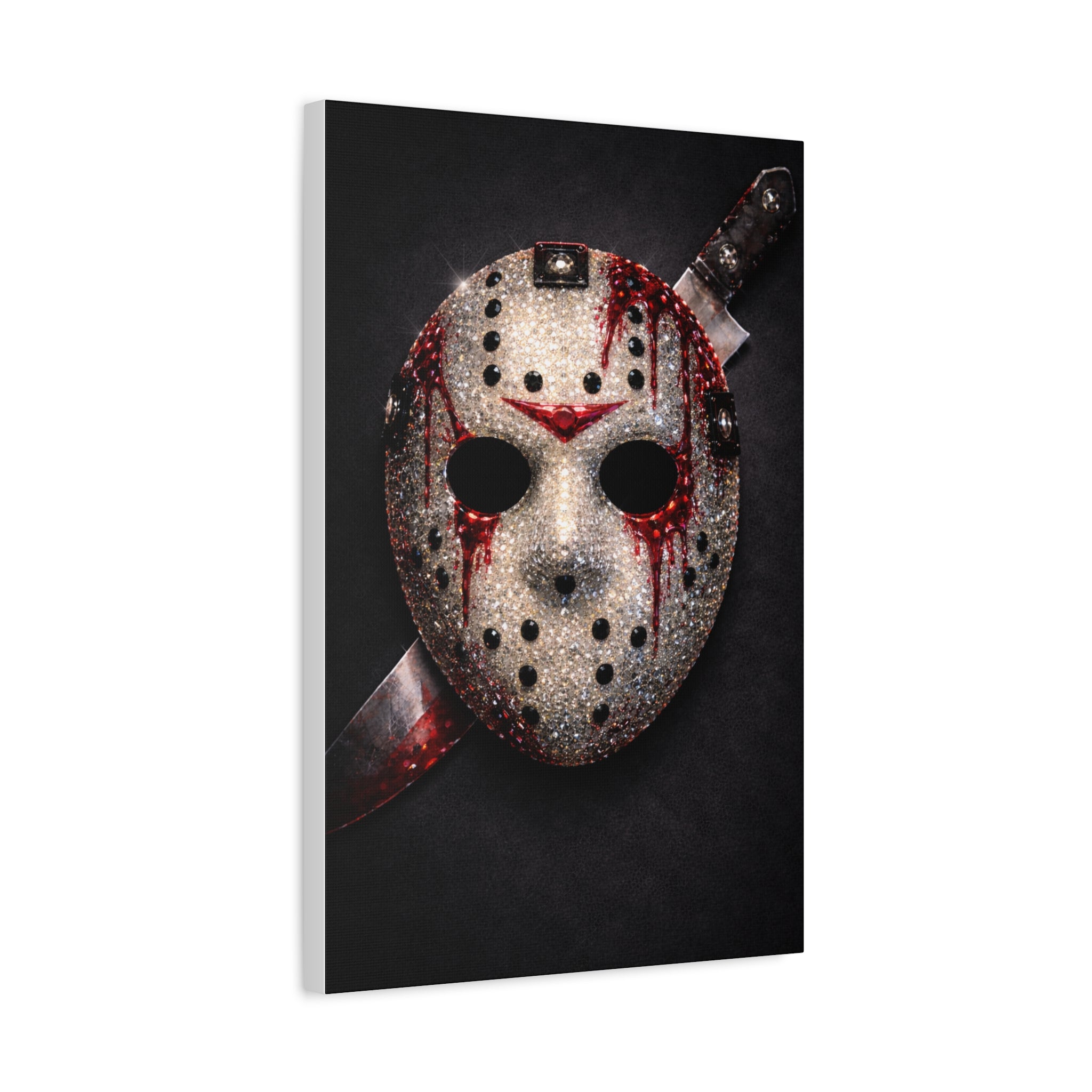 Horror Mask Canvas Print — Bloodied Mask Matte Stretched Wall Art ready to diamond paint
