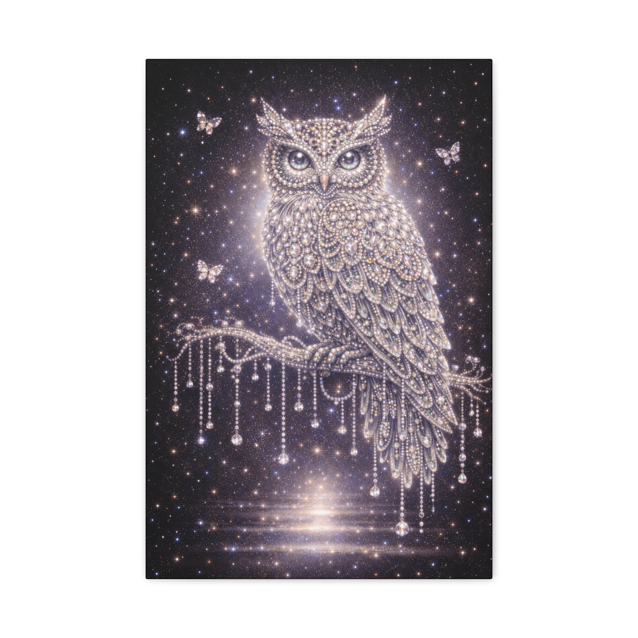 Mystic Owl Canvas Art - Sparkling Night Owl Wall Decor