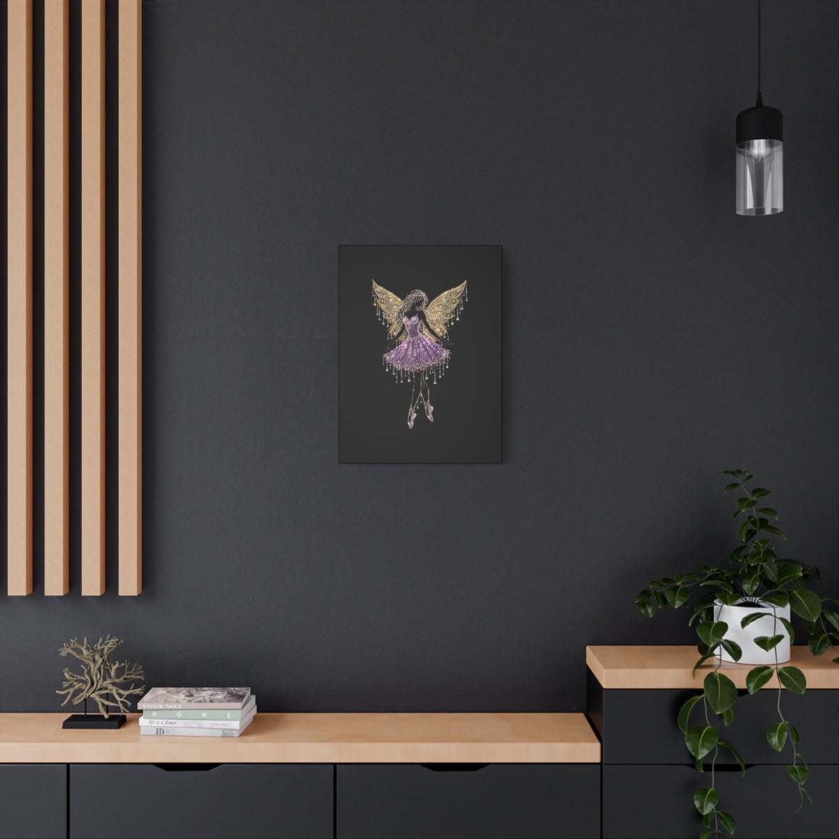 Fairy Ballerina Canvas Art — Sparkling Purple & Gold Wall Decor