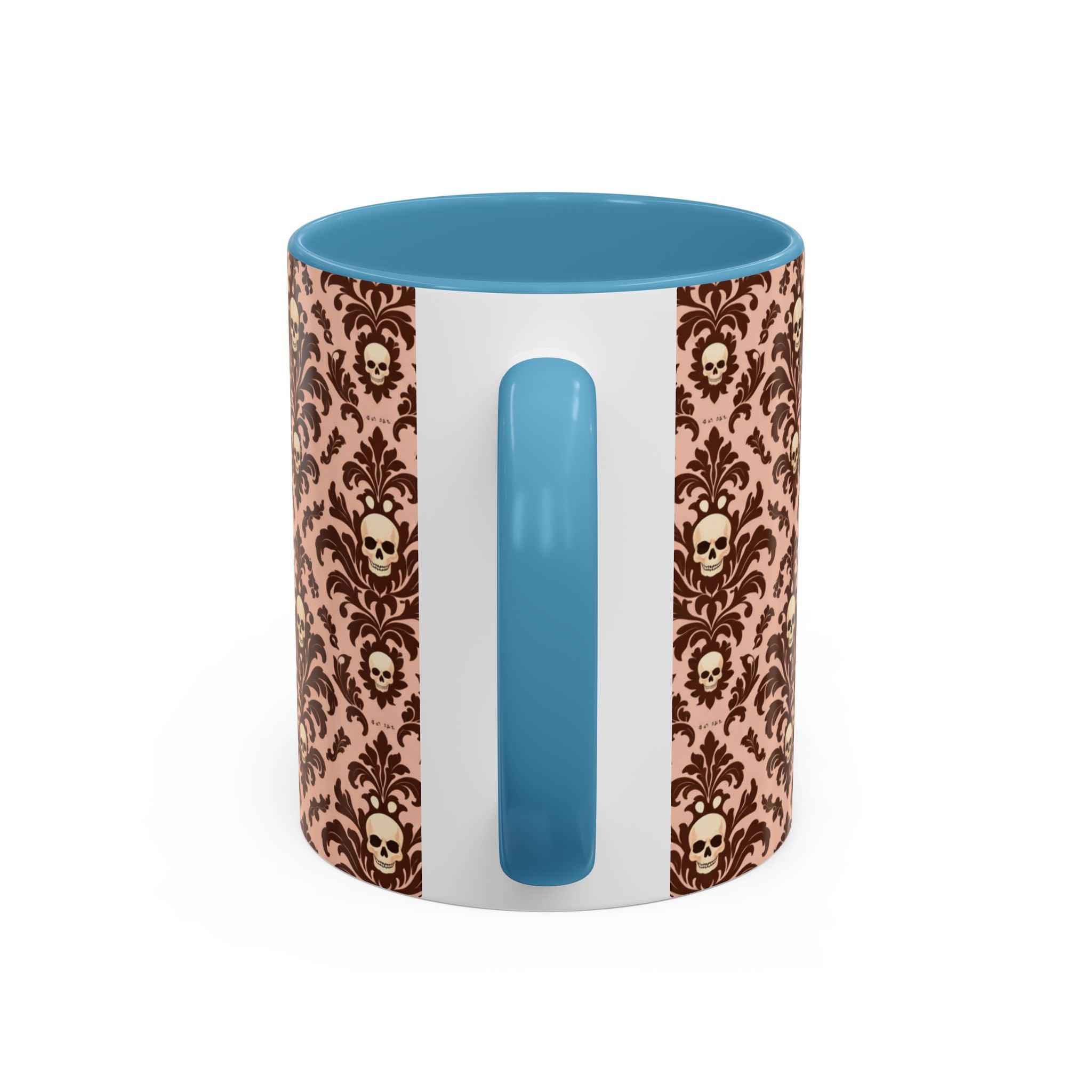 Skull Damask Accent Coffee Mug — Gothic Vintage Pattern (11/15 oz)