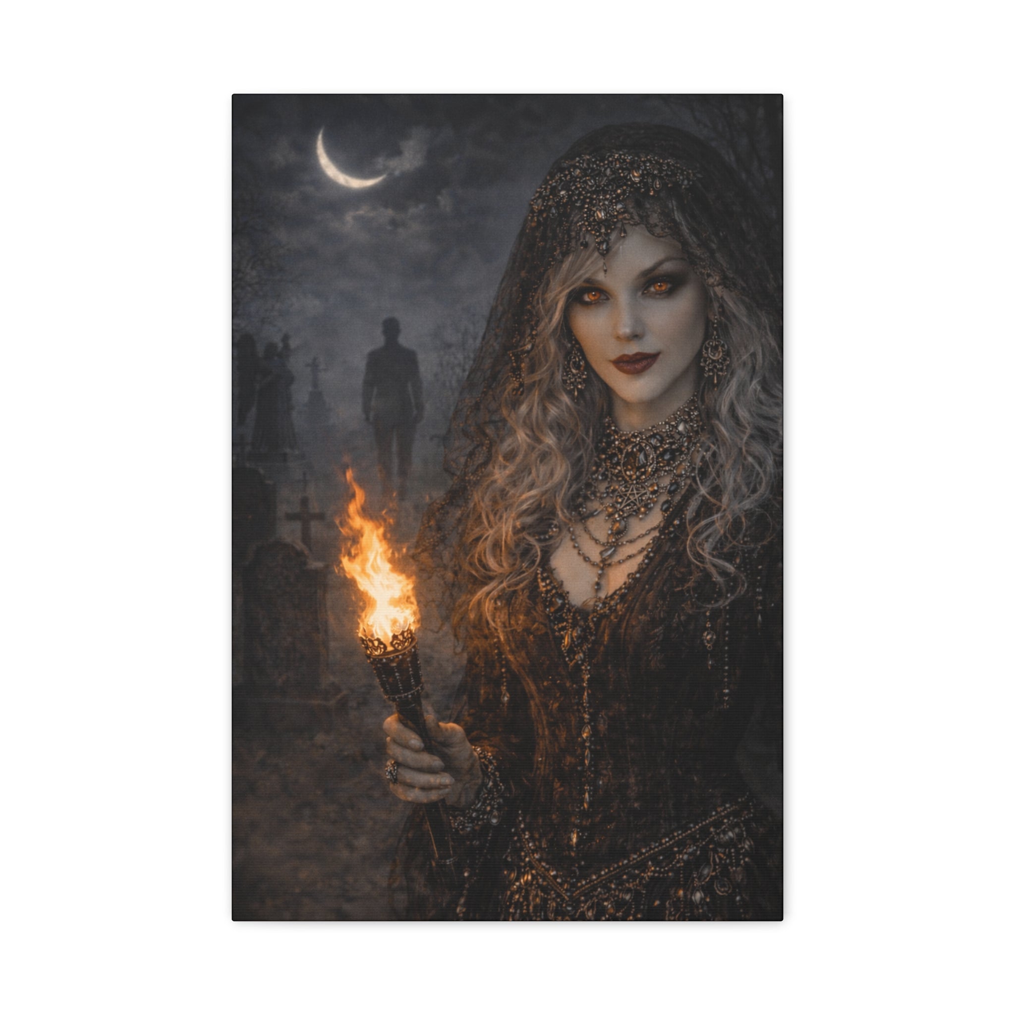 Gothic Widow with Torch Matte Canvas Wall Art
