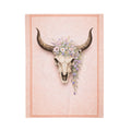 Boho Bull Skull Floral Velveteen Plush Blanket — Soft Southwestern Throw for Bedroom & Living Room