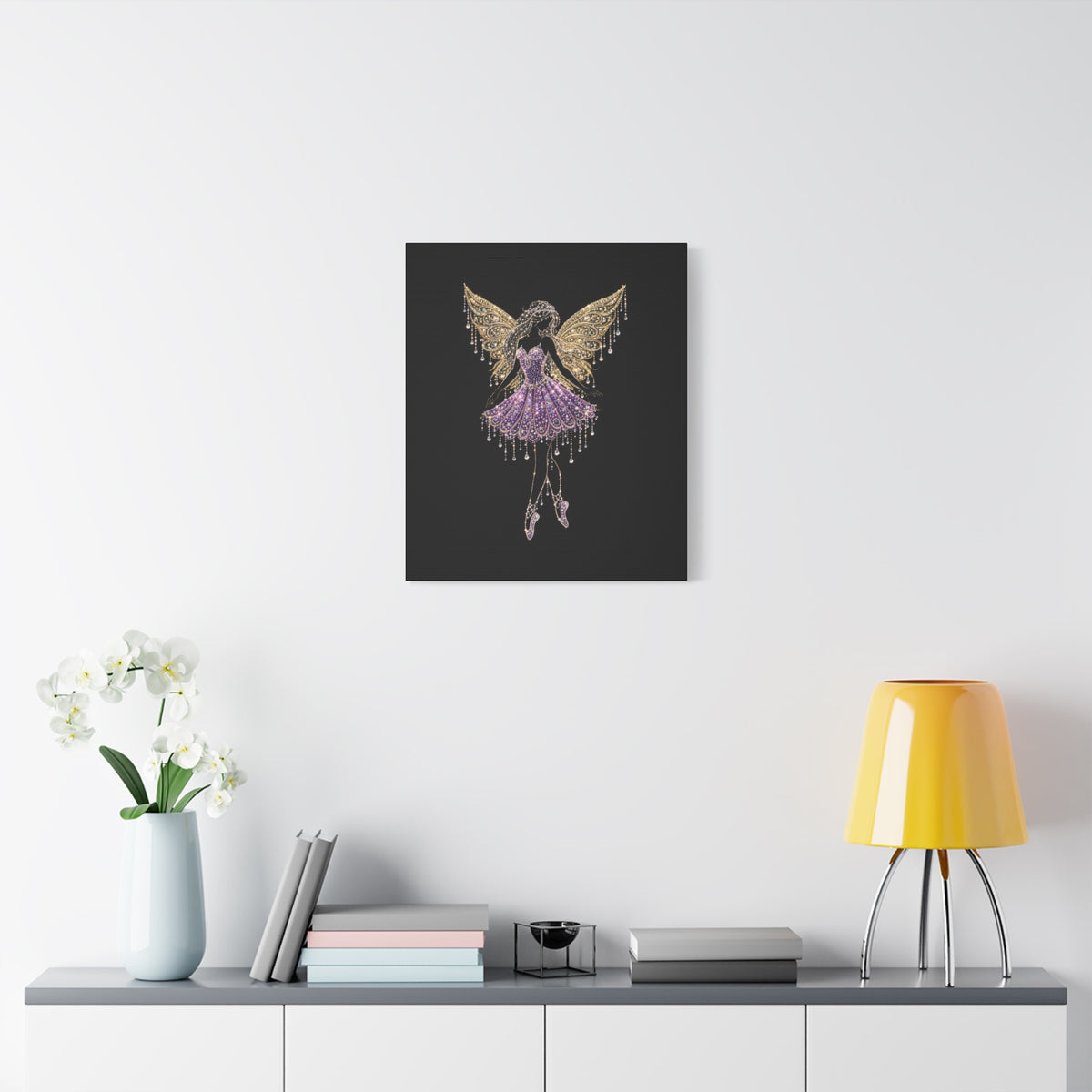 Fairy Ballerina Canvas Art — Sparkling Purple & Gold Wall Decor