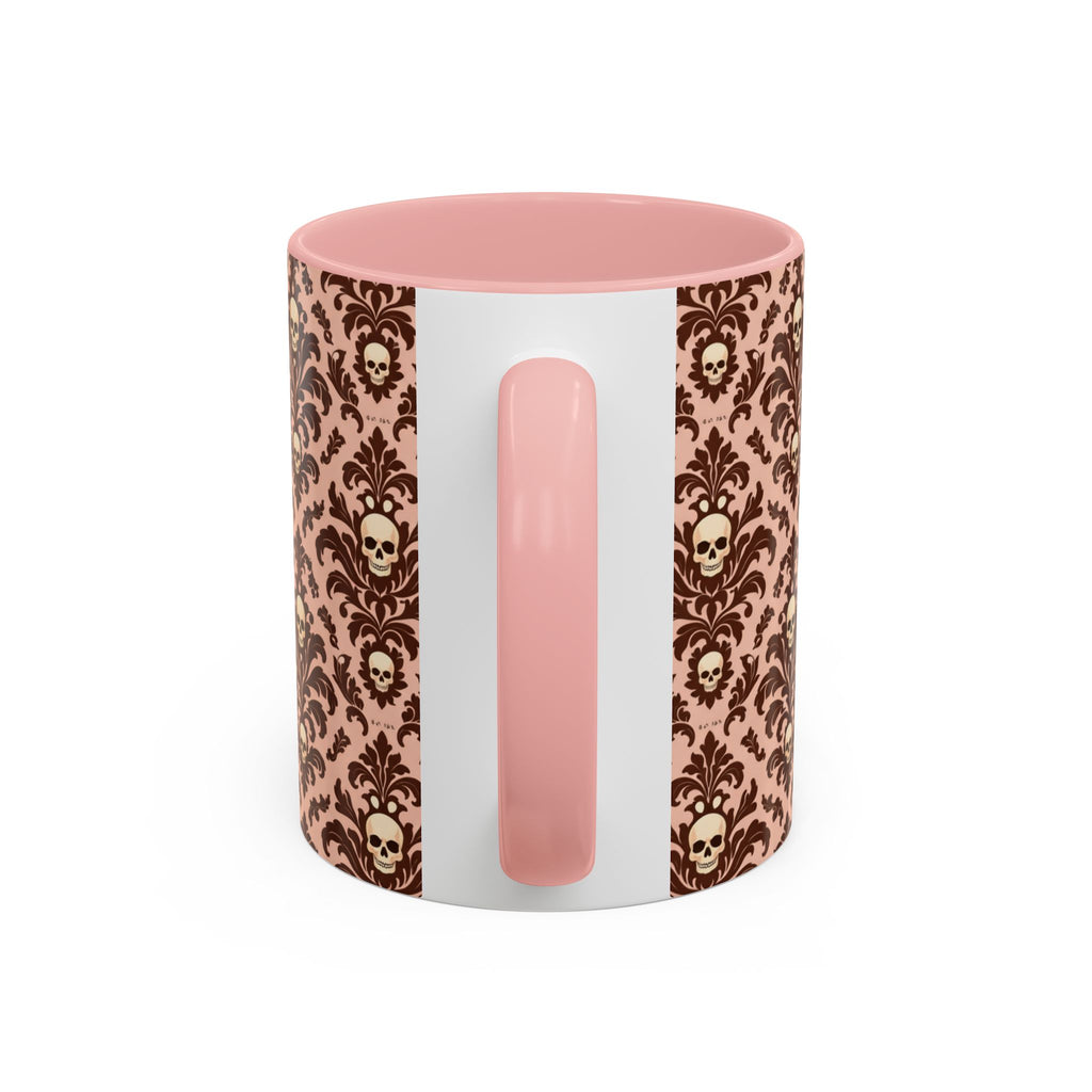 Skull Damask Accent Coffee Mug — Gothic Vintage Pattern (11/15 oz)
