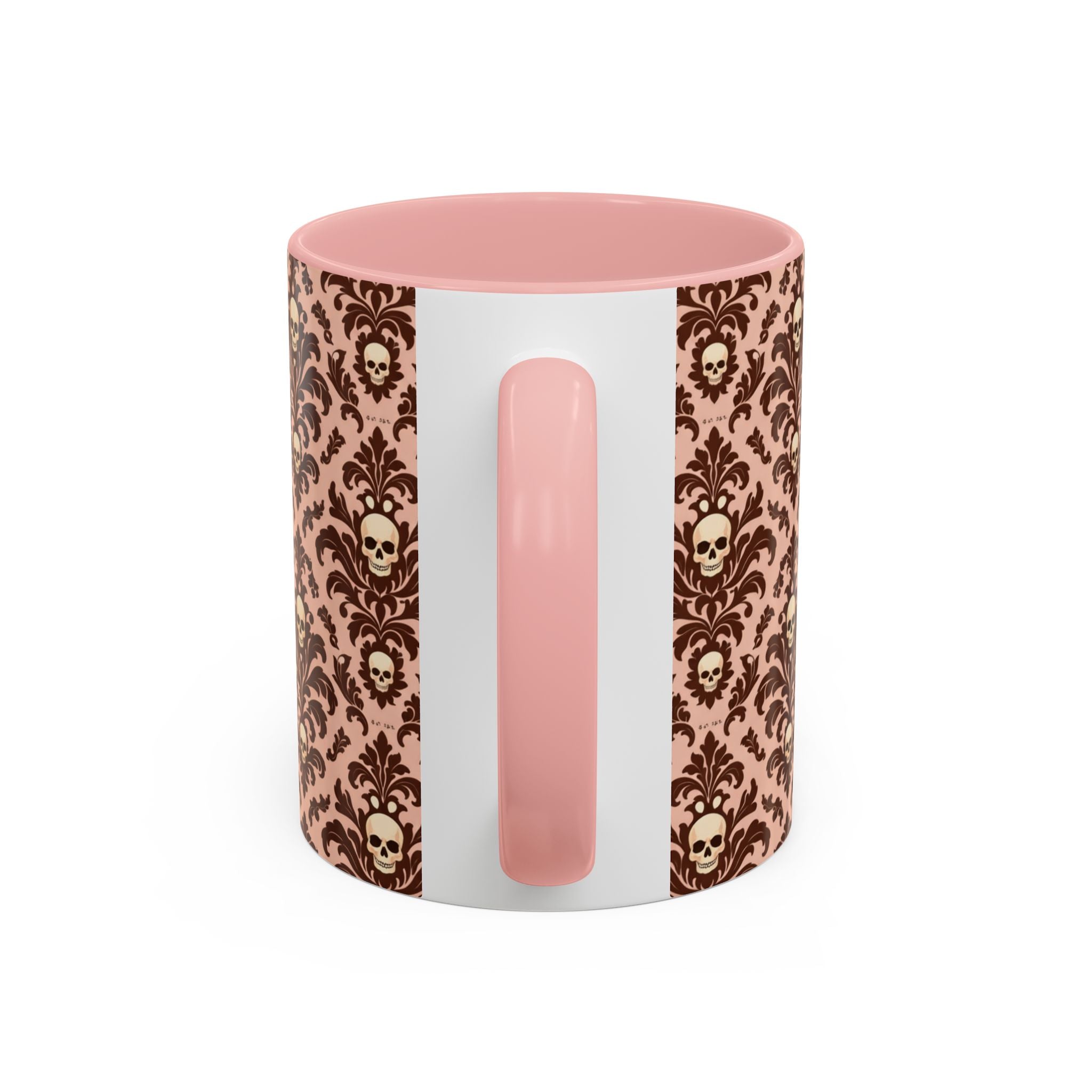 Skull Damask Accent Coffee Mug — Gothic Vintage Pattern (11/15 oz)