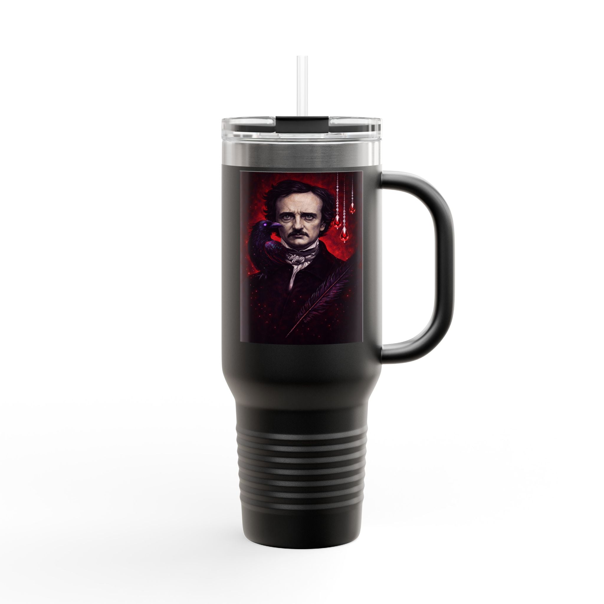 Edgar Allan Poe 40oz Insulated Travel Mug – Gothic Raven Coffee Tumbler