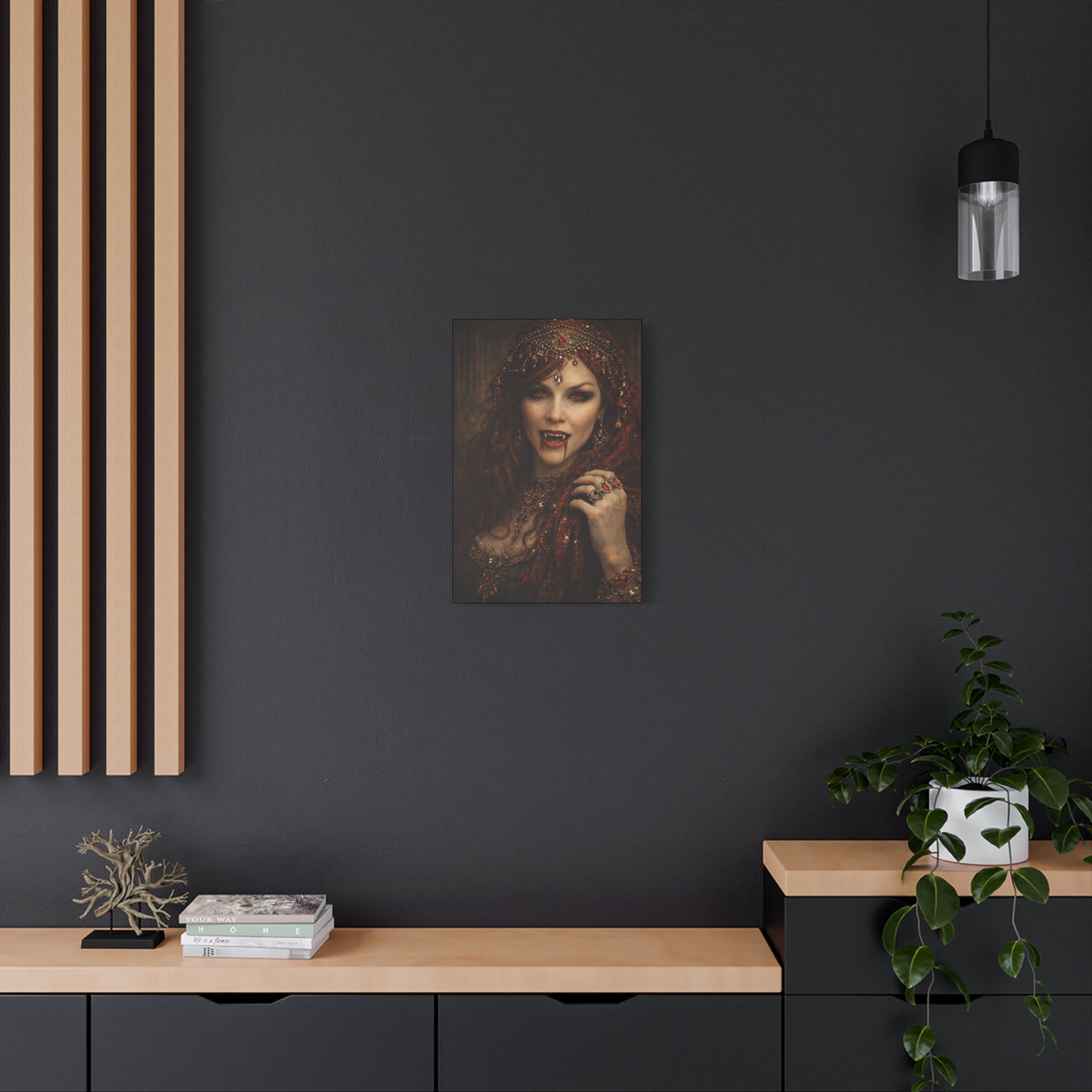 Vampire Queen Portrait Canvas — Gothic Vampire Wall Art