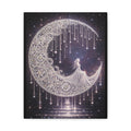 Moonlit Goddess Canvas Wall Art — Boho Crescent Moon Starlight Print