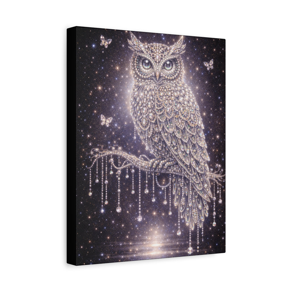 Mystic Owl Canvas Art - Sparkling Night Owl Wall Decor