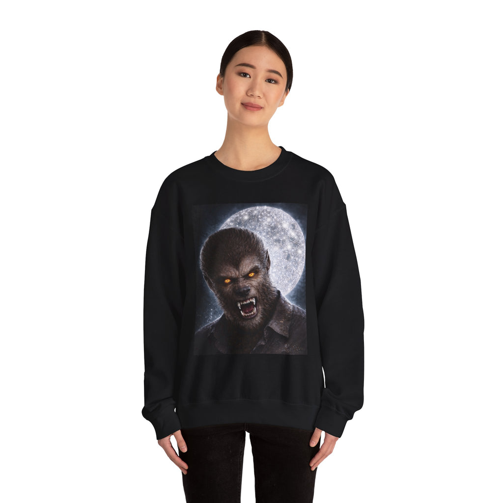 Werewolf Moon Crewneck Sweatshirt — Scary Wolf Graphic Halloween Pullover