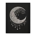 Crescent Moon Jewel Canvas Art — Decorative Boho Moon Wall Decor