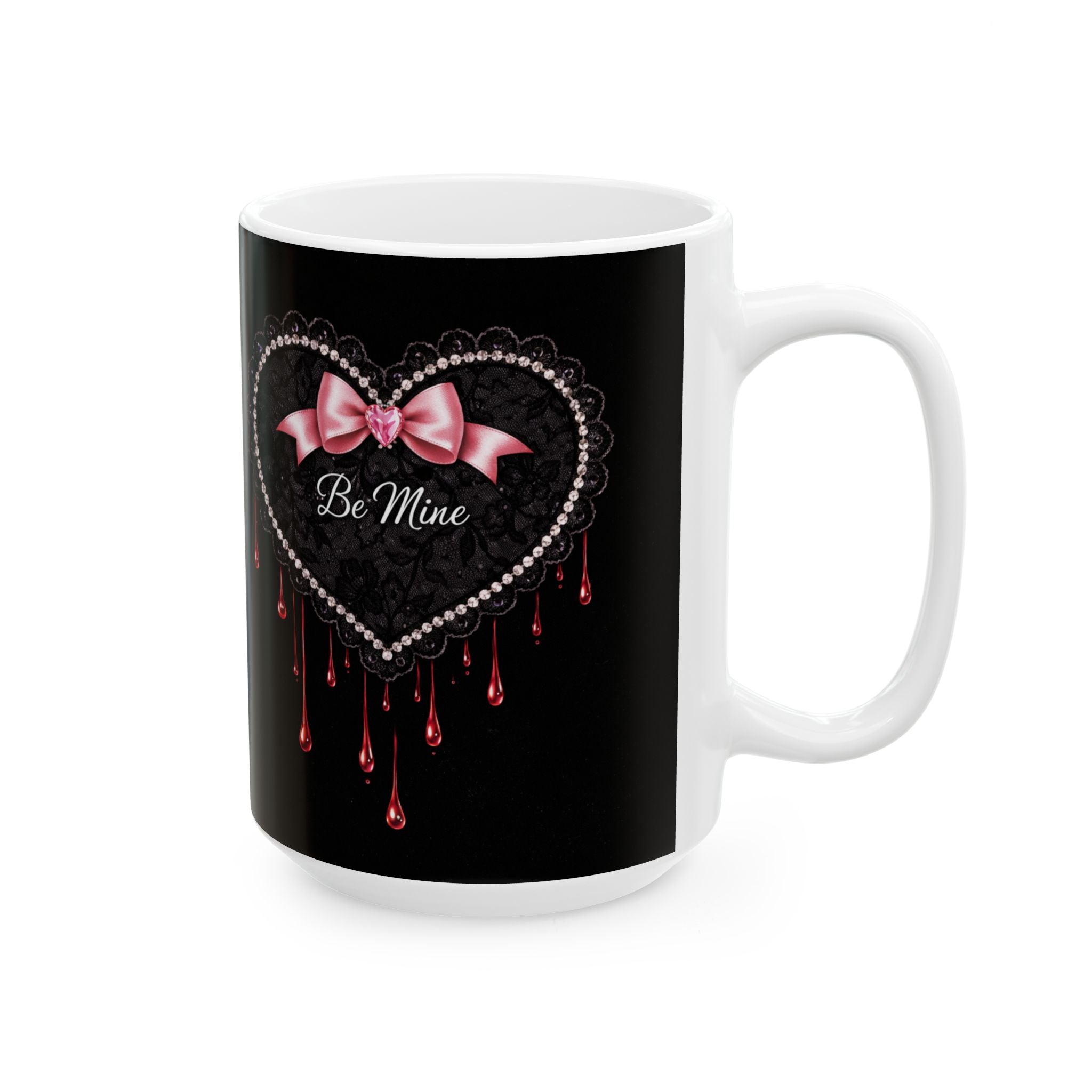 Dripping Heart Gothic Ceramic Mug – Dark Valentine Coffee Cup (11oz, 15oz)