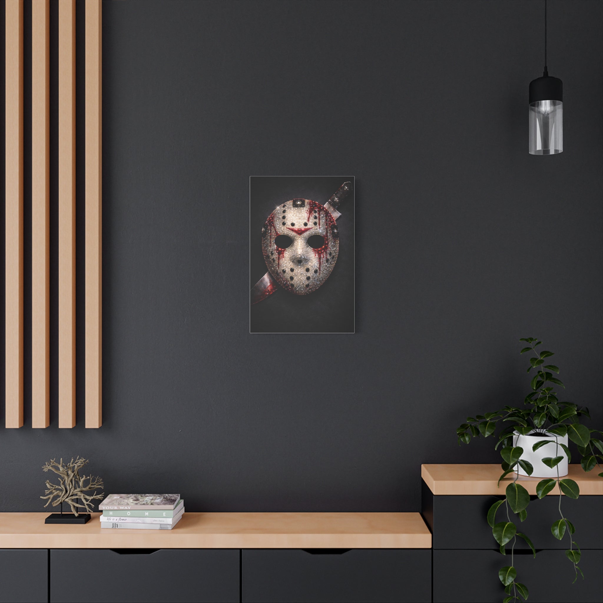 Horror Mask Canvas Print — Bloodied Mask Matte Stretched Wall Art ready to diamond paint