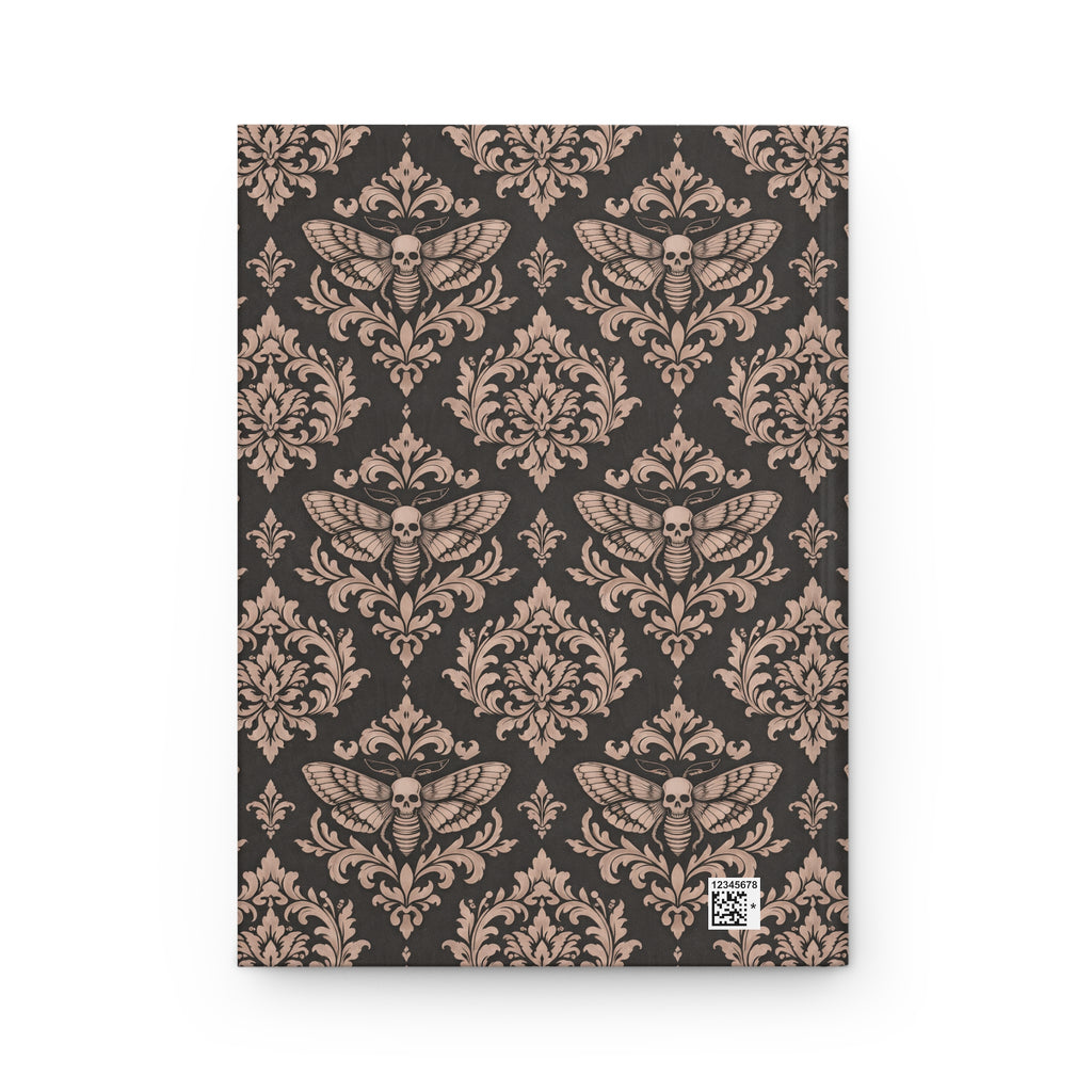 Victorian Moth Damask Hardcover Journal — Gothic Floral Notebook