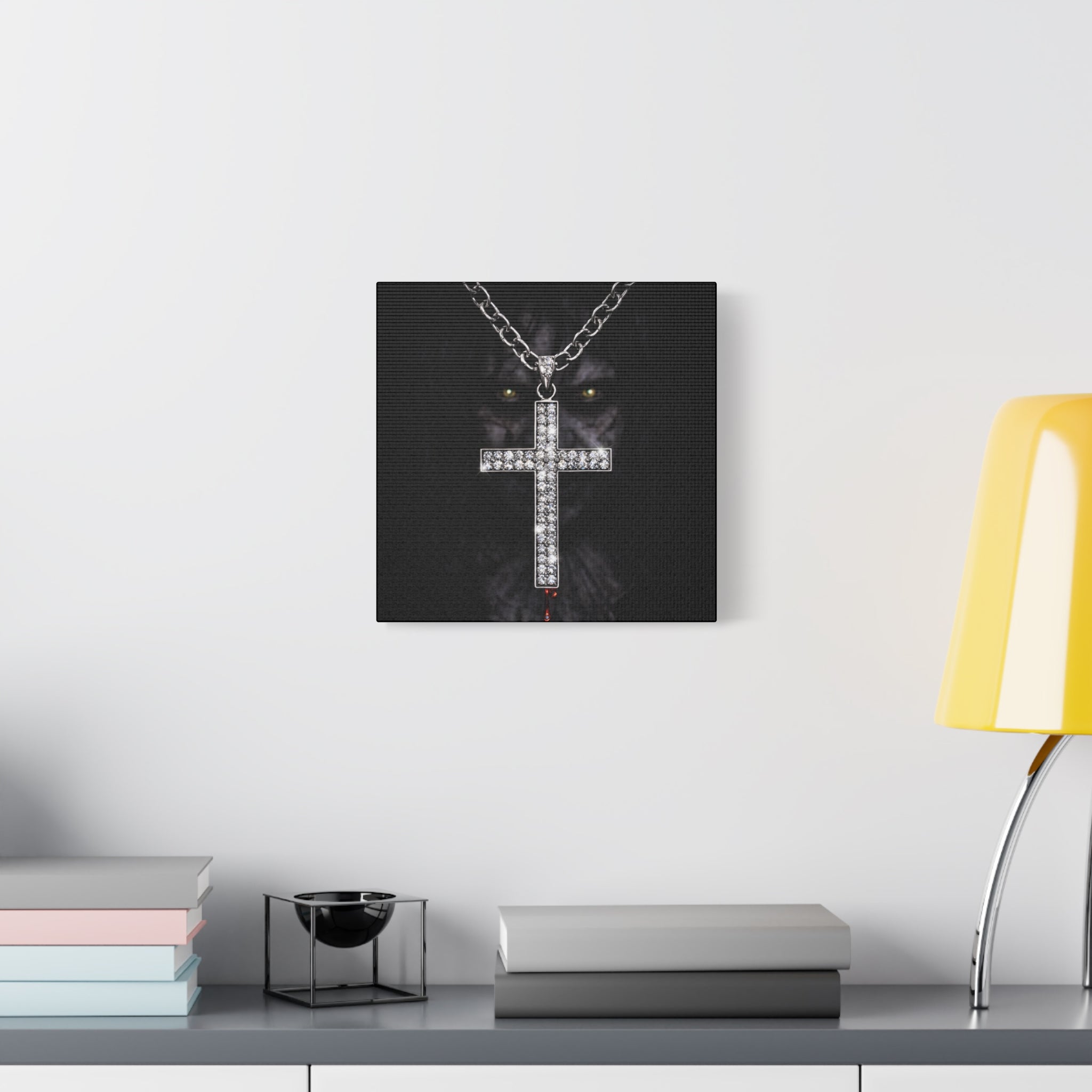 Gothic Vampire Cross Canvas Print — Dark Horror Wall Art