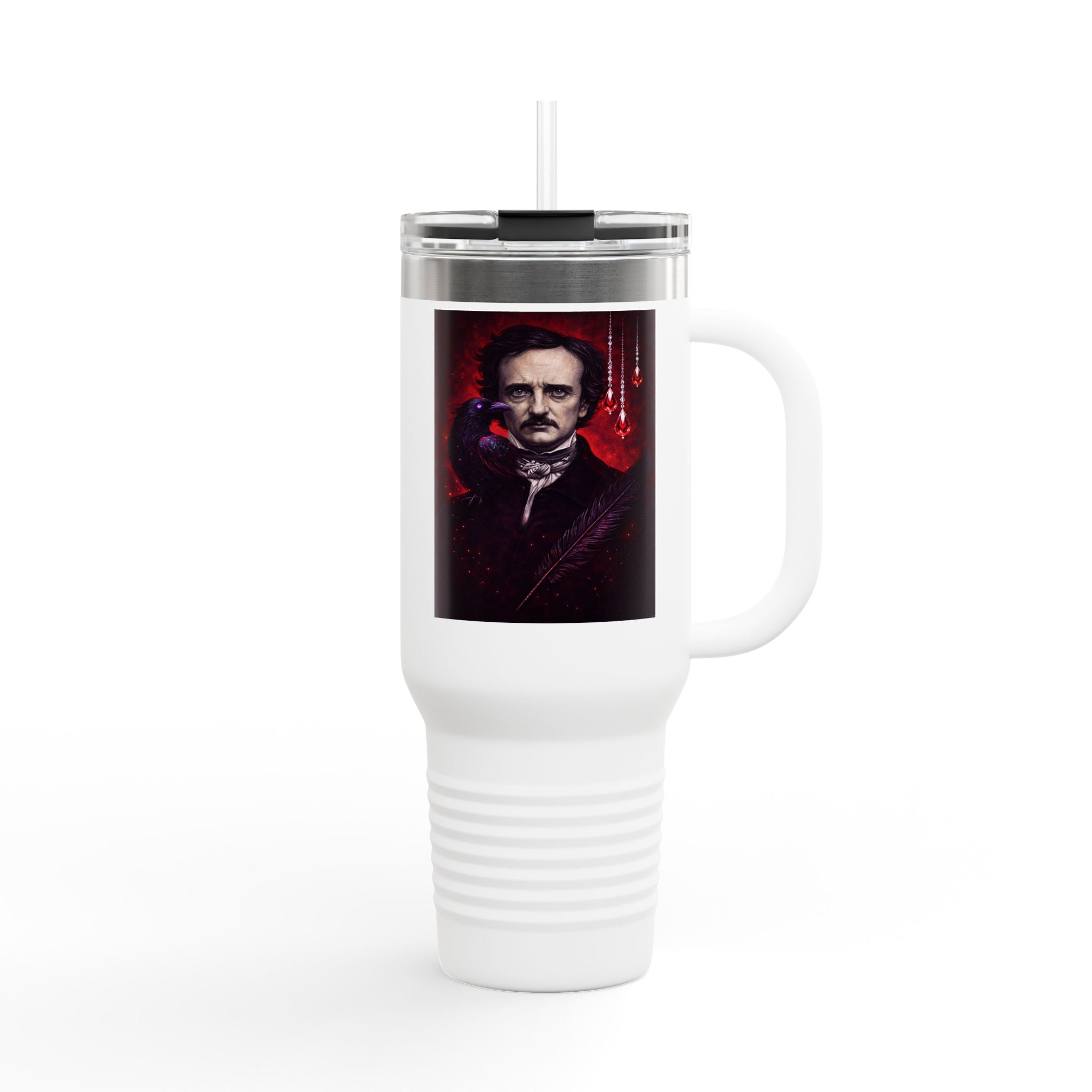 Edgar Allan Poe 40oz Insulated Travel Mug – Gothic Raven Coffee Tumbler