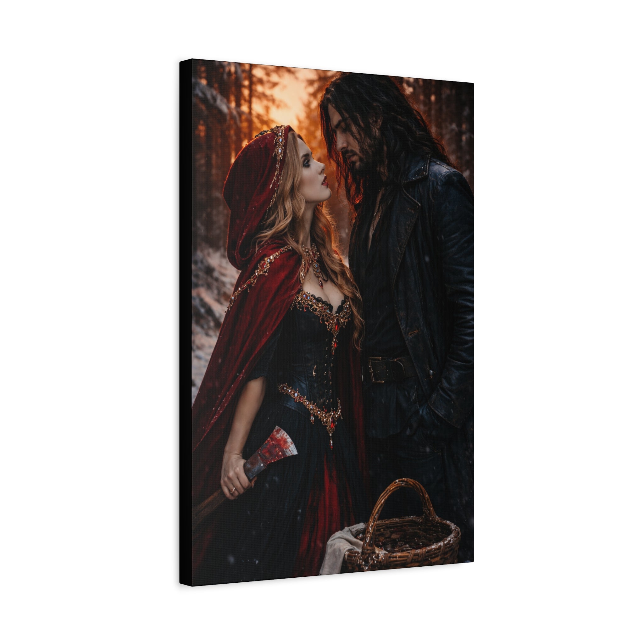 Fairy Tale Canvas Print — Red Riding Hood & Huntsman Matte Stretched 1.25"