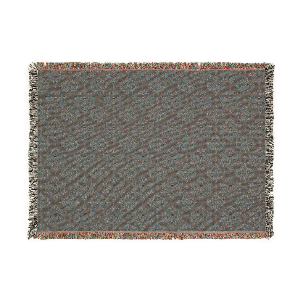 Deathhead moth damask pattern Woven Blanket — Earth-Tone Geometric Throw