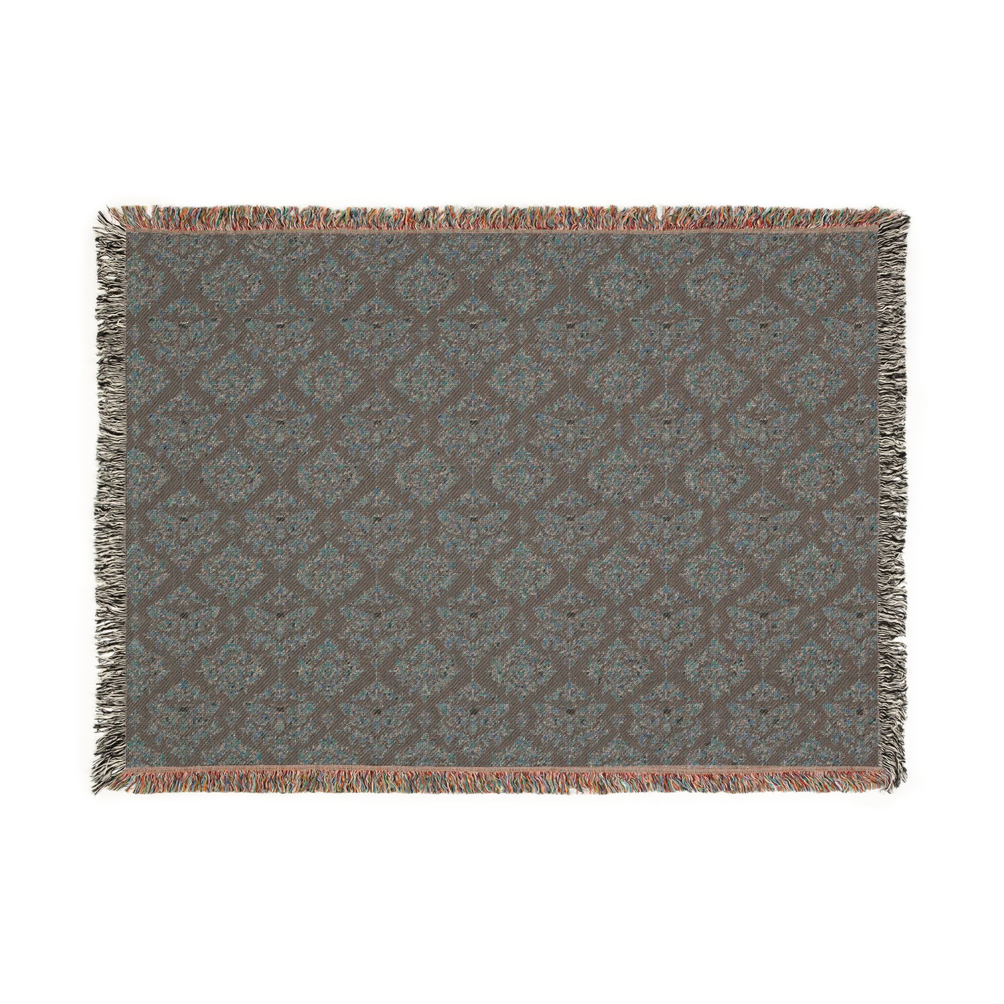 Deathhead moth damask pattern Woven Blanket — Earth-Tone Geometric Throw