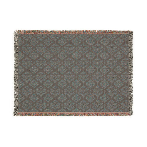 Deathhead moth damask pattern Woven Blanket — Earth-Tone Geometric Throw