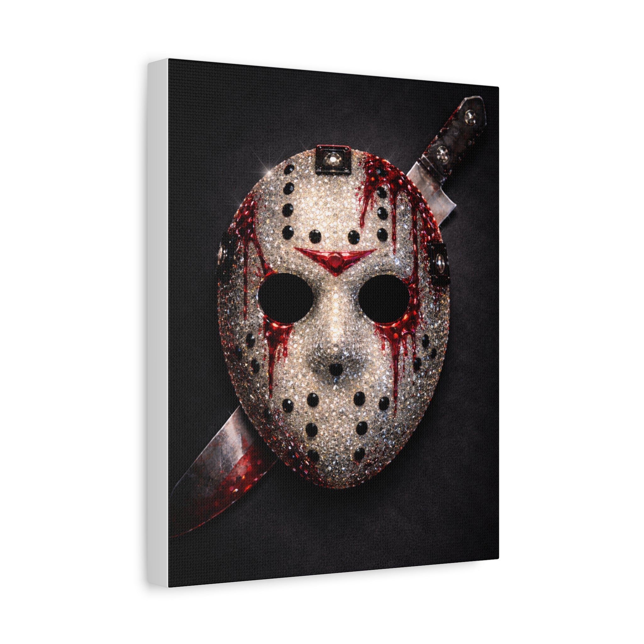 Horror Mask Canvas Print — Bloodied Mask Matte Stretched Wall Art ready to diamond paint