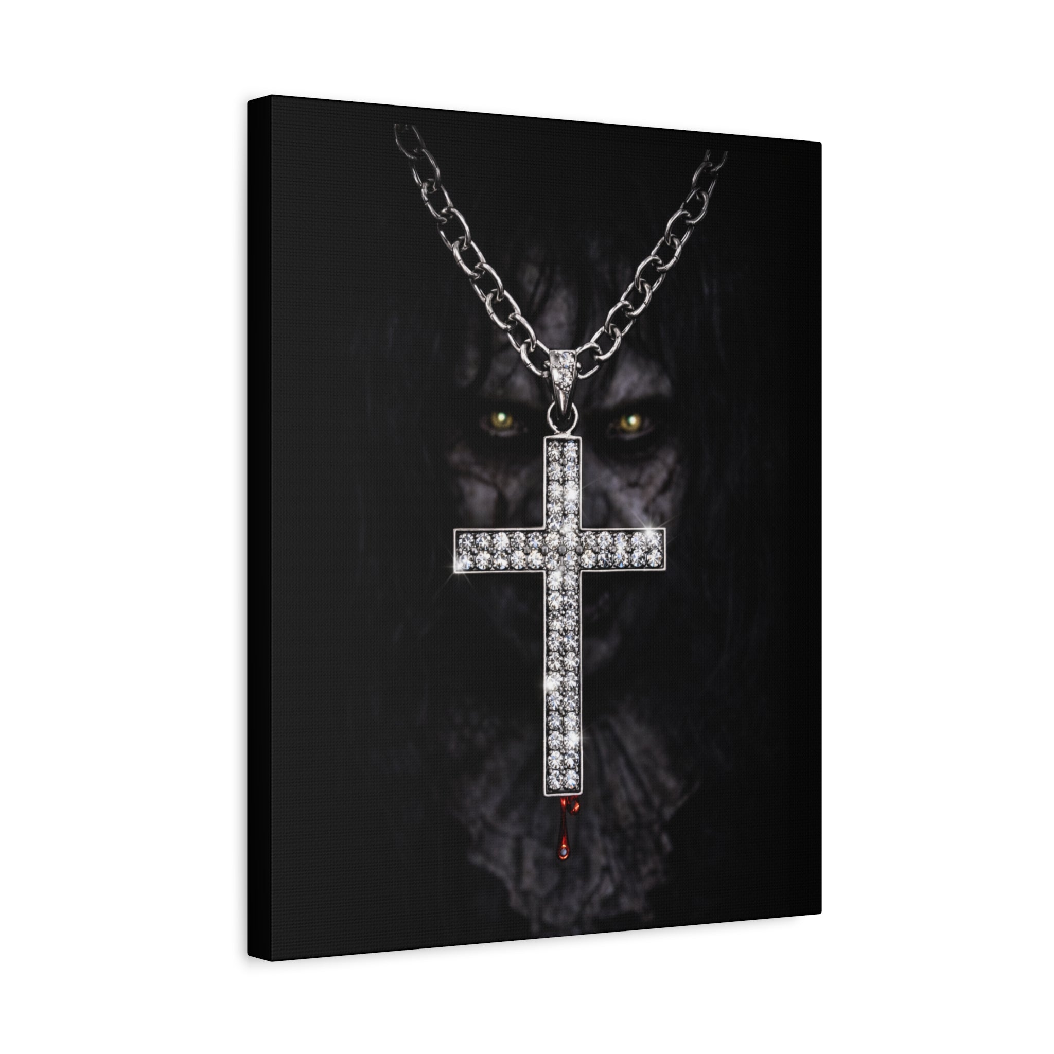 Gothic Vampire Cross Canvas Print — Dark Horror Wall Art