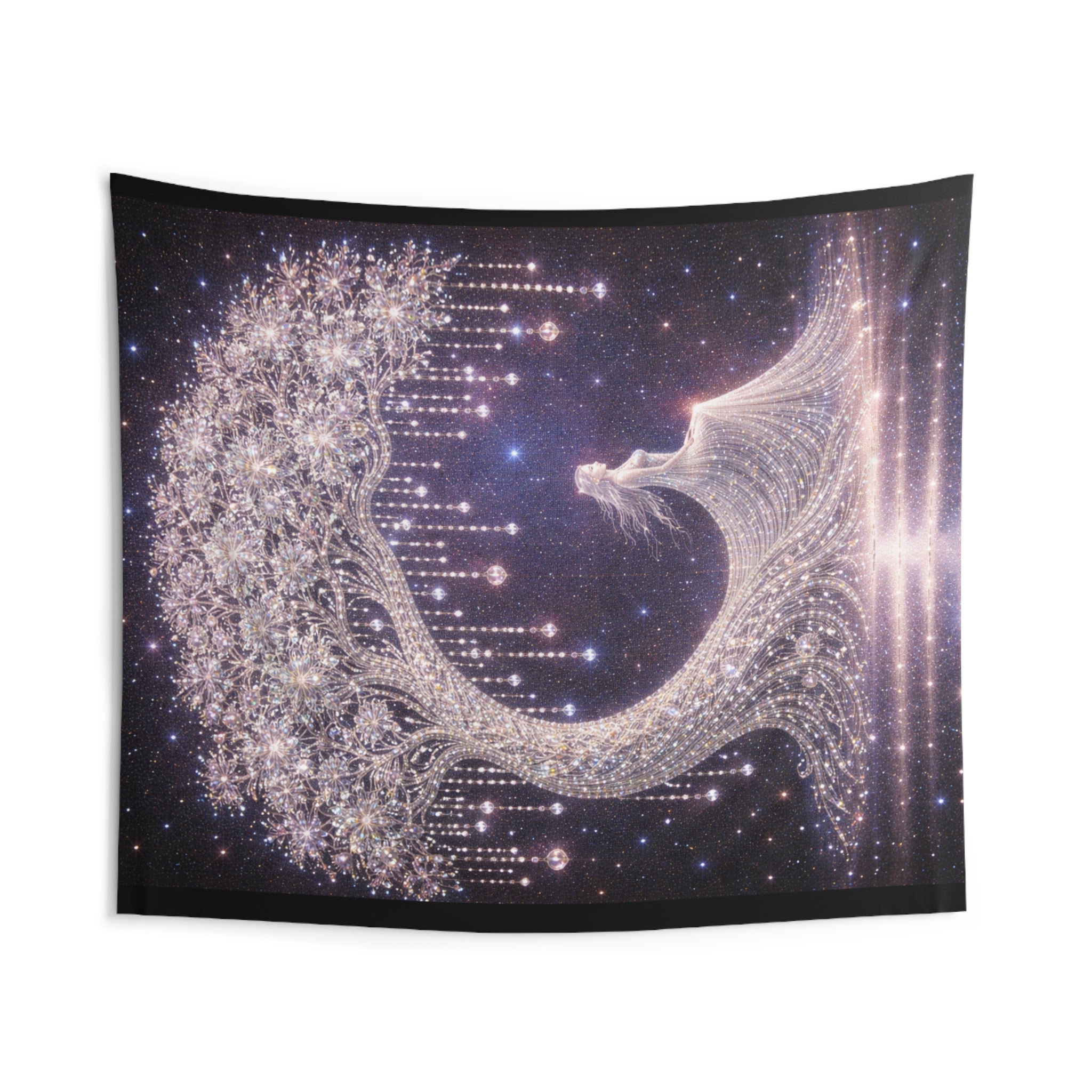 Celestial Angel Mosaic Tapestry — Ethereal Starry Wall Hanging