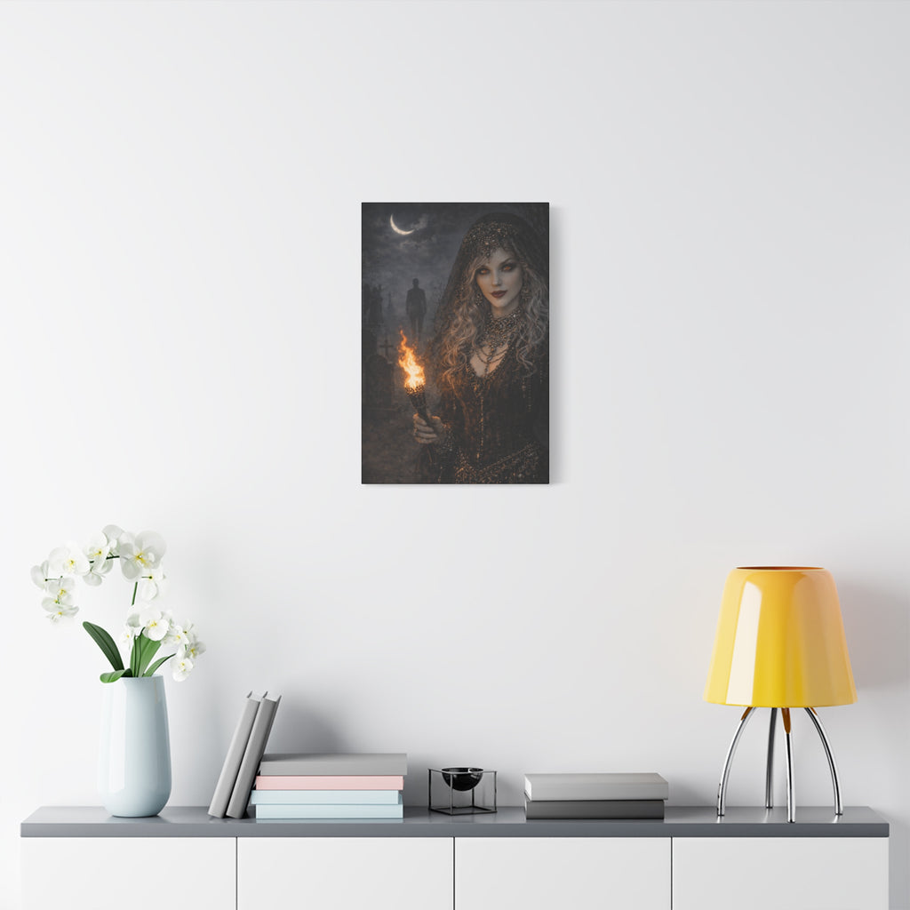 Gothic Widow with Torch Matte Canvas Wall Art