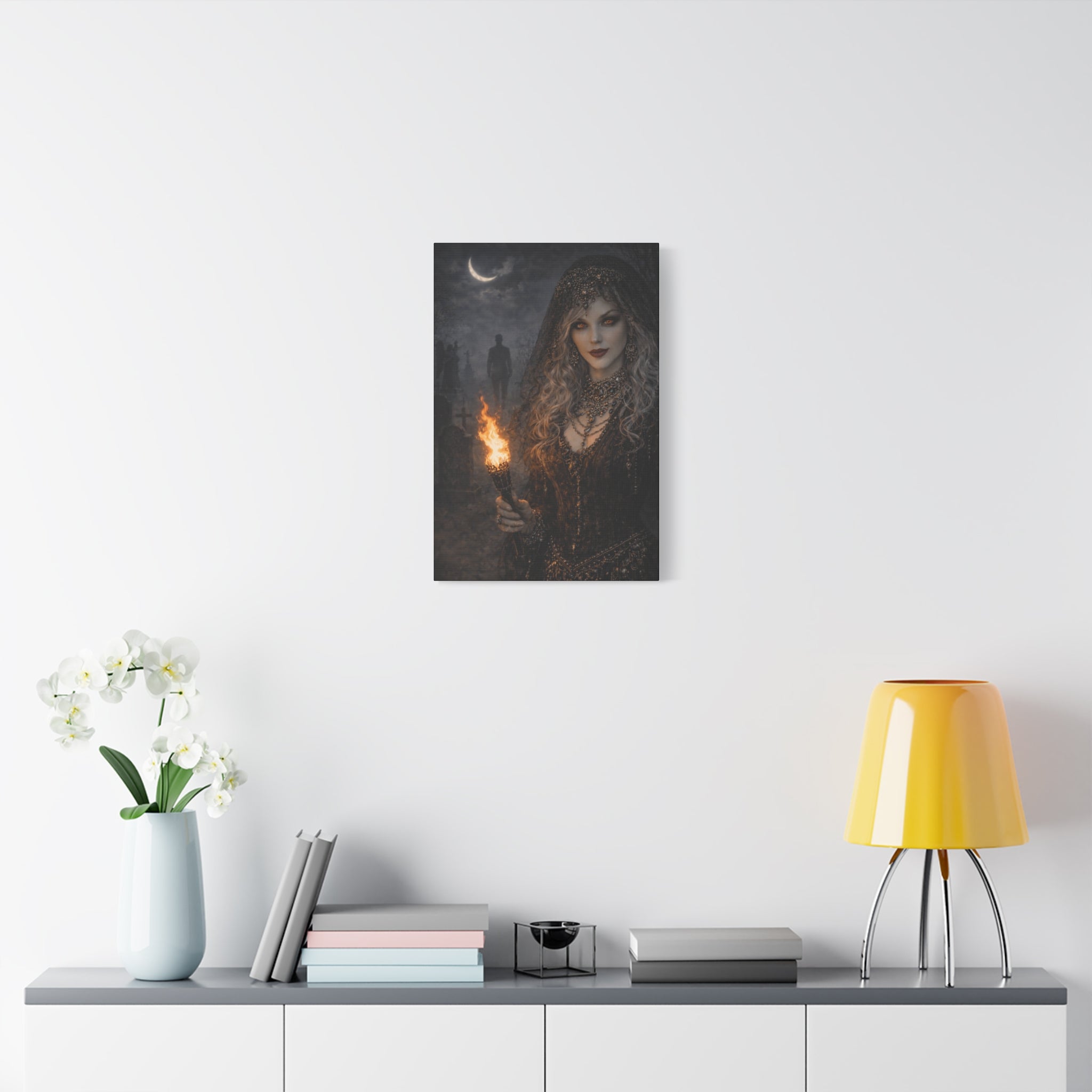 Gothic Widow with Torch Matte Canvas Wall Art