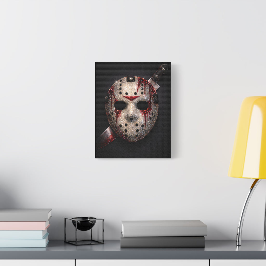 Horror Mask Canvas Print — Bloodied Mask Matte Stretched Wall Art ready to diamond paint