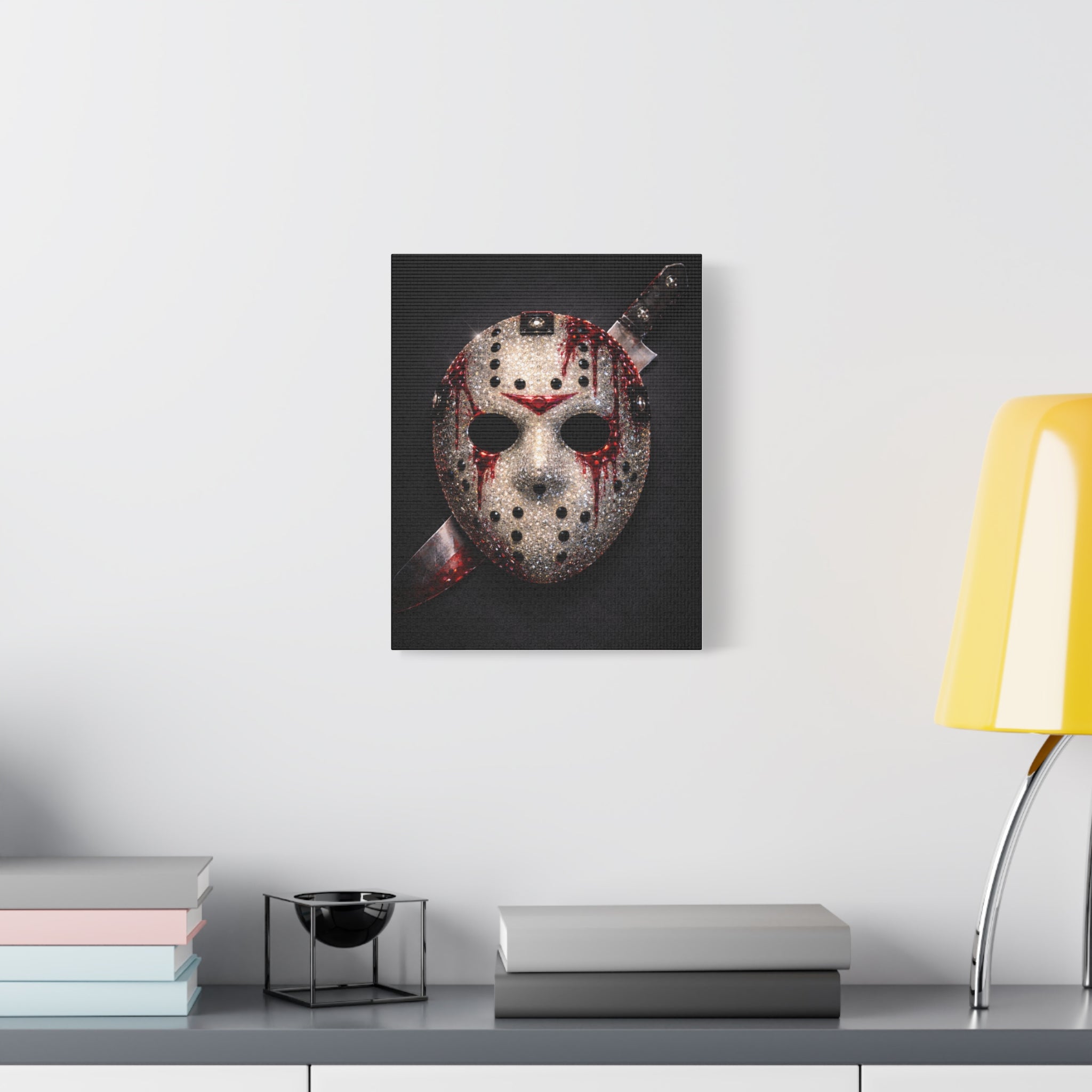 Horror Mask Canvas Print — Bloodied Mask Matte Stretched Wall Art ready to diamond paint