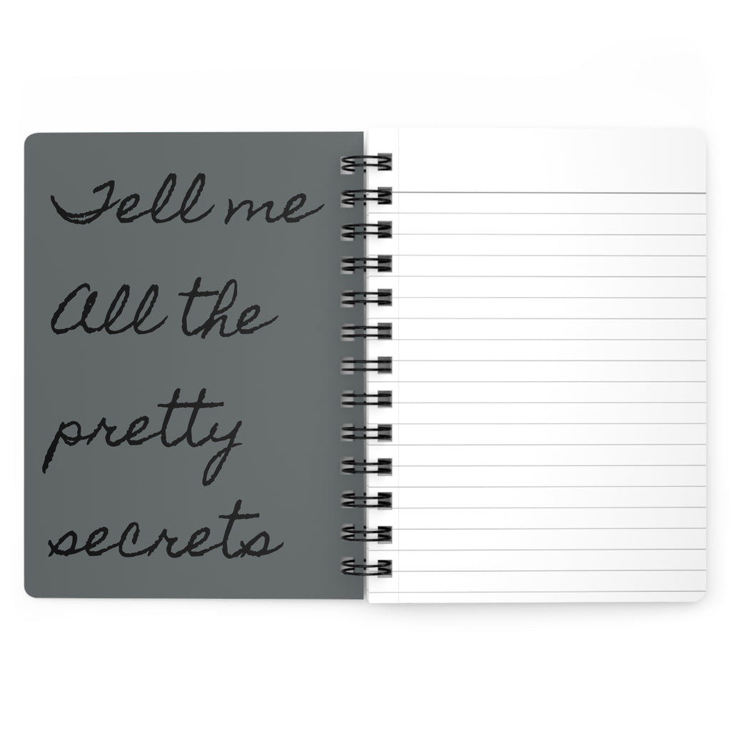 Gothic Moth Damask Spiral Journal — Vintage Skull Pattern Notebook