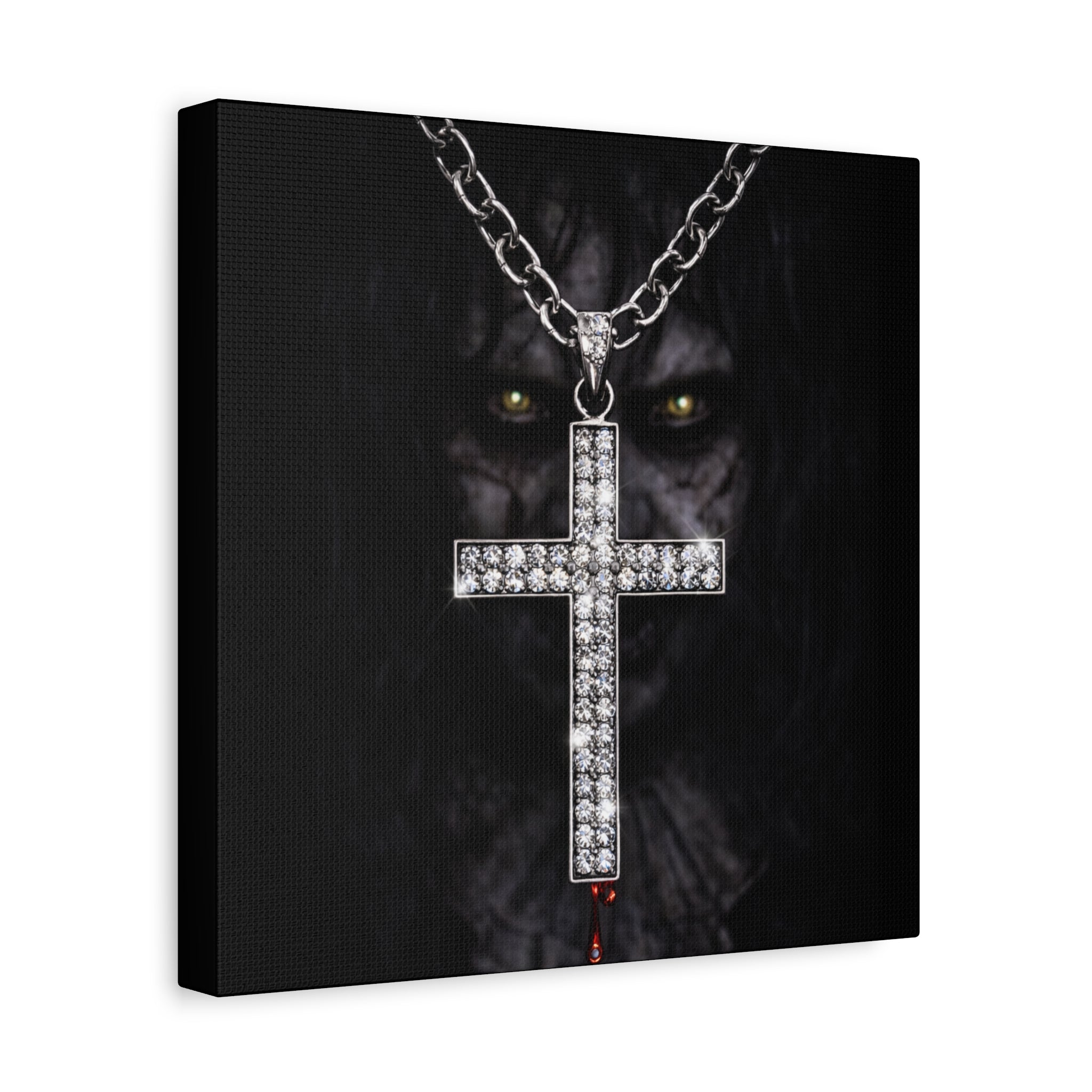 Gothic Vampire Cross Canvas Print — Dark Horror Wall Art