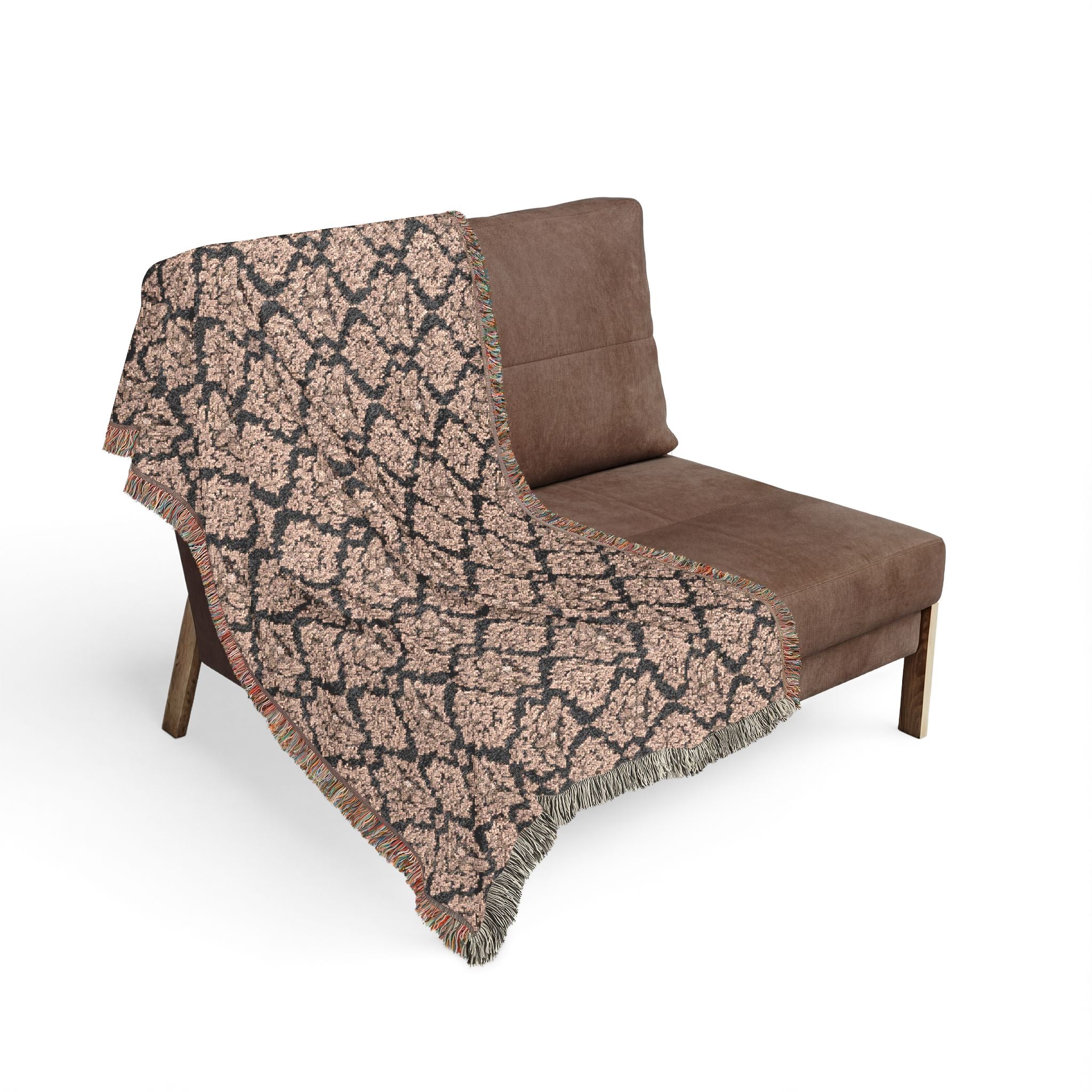 Deathhead moth damask pattern Woven Blanket — Earth-Tone Geometric Throw