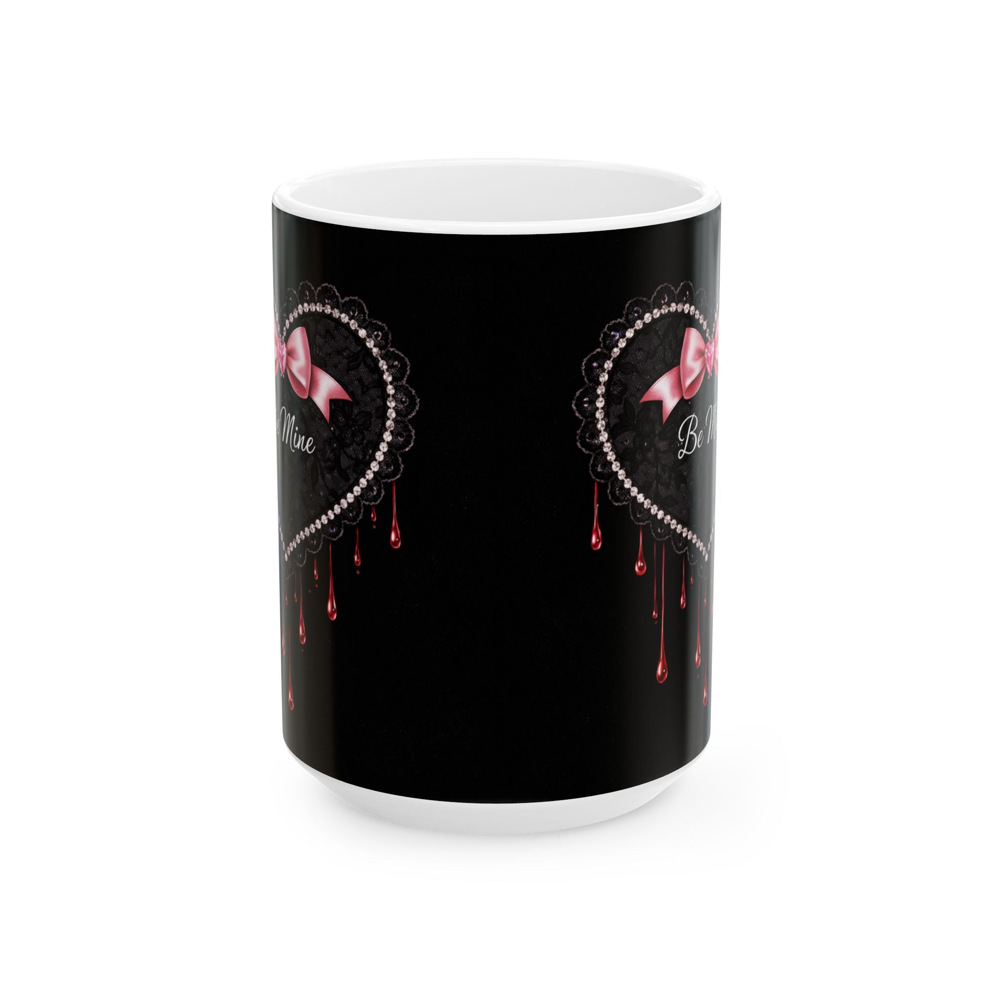 Dripping Heart Gothic Ceramic Mug – Dark Valentine Coffee Cup (11oz, 15oz)