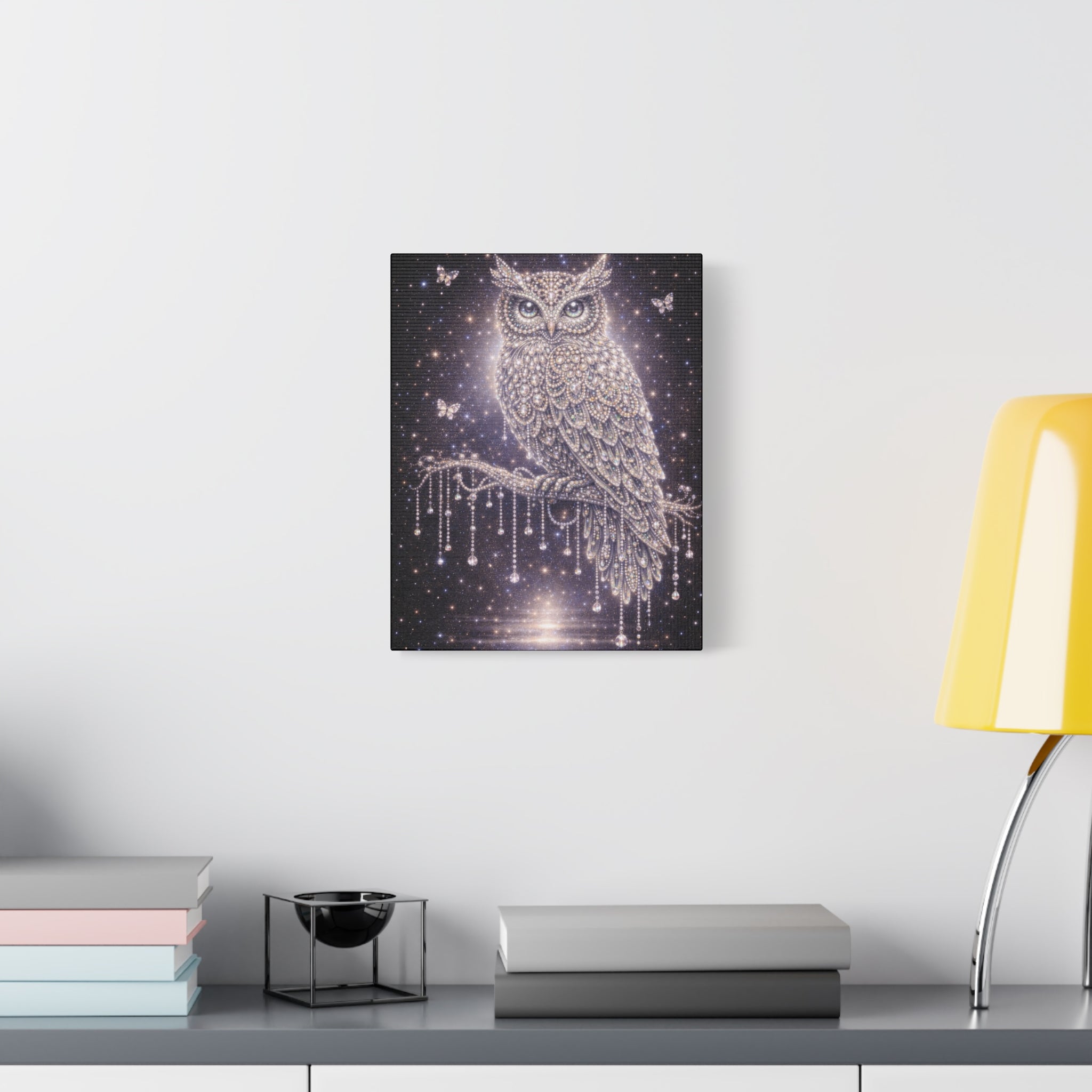 Mystic Owl Canvas Art - Sparkling Night Owl Wall Decor