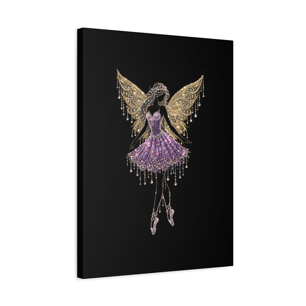 Fairy Ballerina Canvas Art — Sparkling Purple & Gold Wall Decor