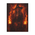 Fiery Witch Canvas Wall Art — Dark Fantasy Matte Stretched Print