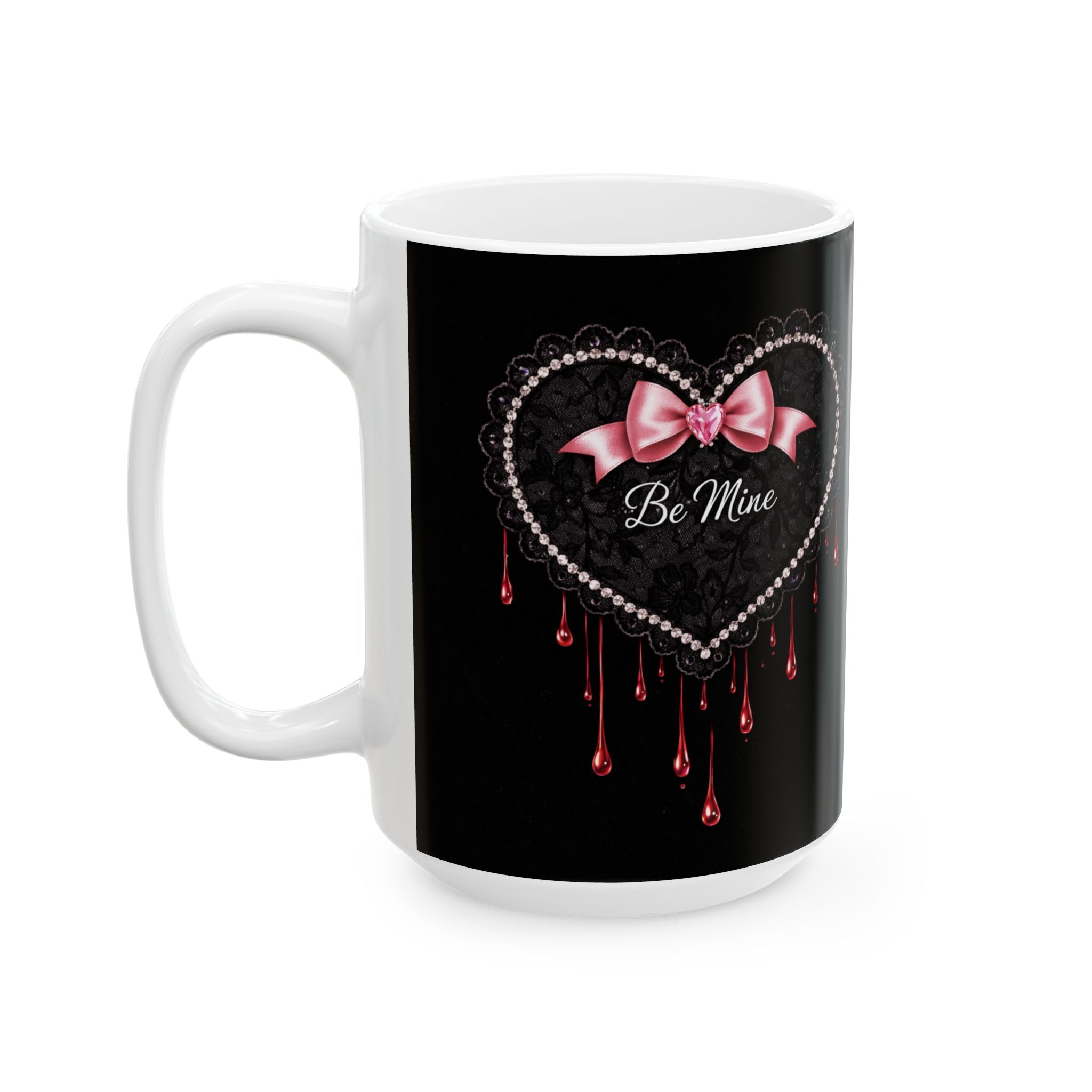 Dripping Heart Gothic Ceramic Mug – Dark Valentine Coffee Cup (11oz, 15oz)