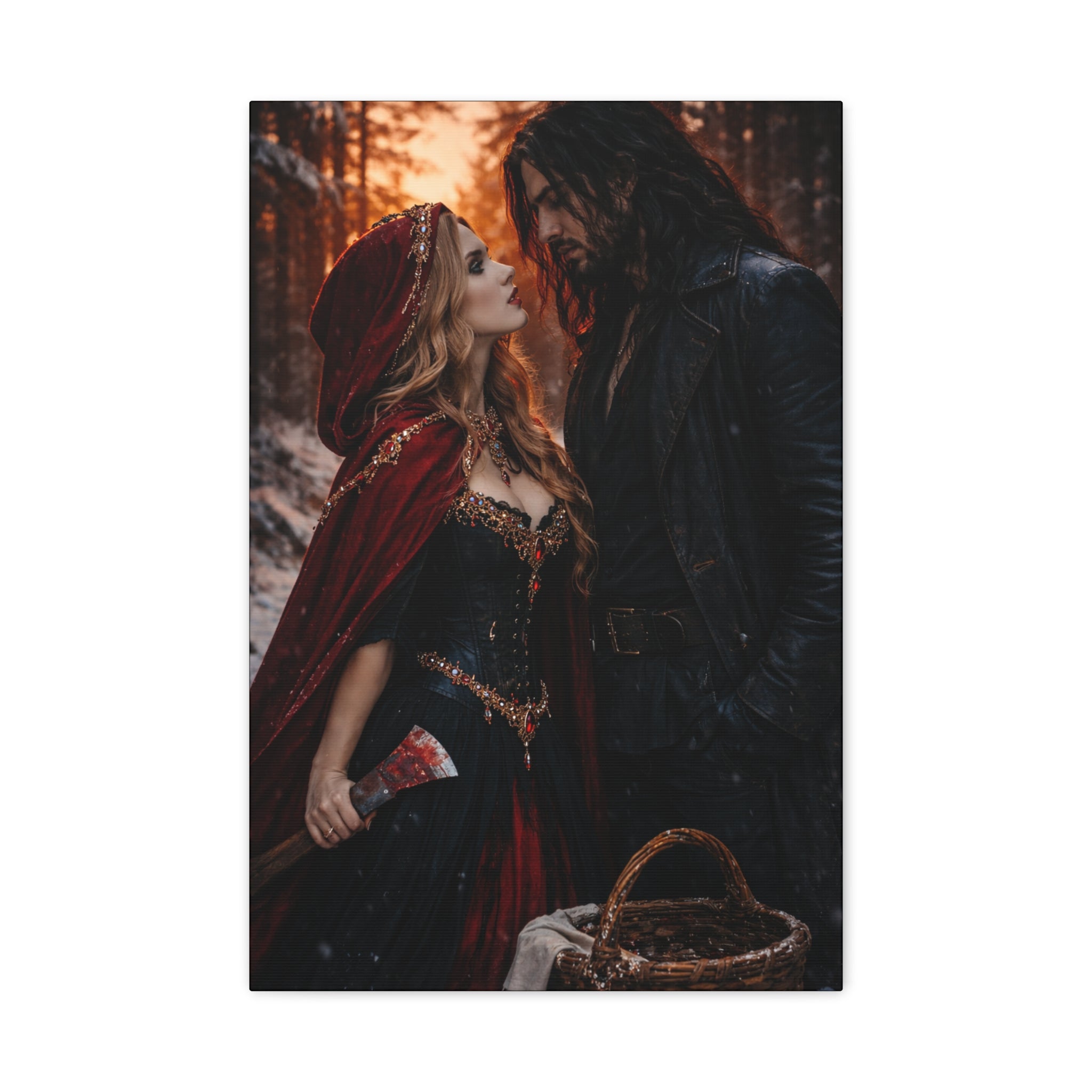Fairy Tale Canvas Print — Red Riding Hood & Huntsman Matte Stretched 1.25"