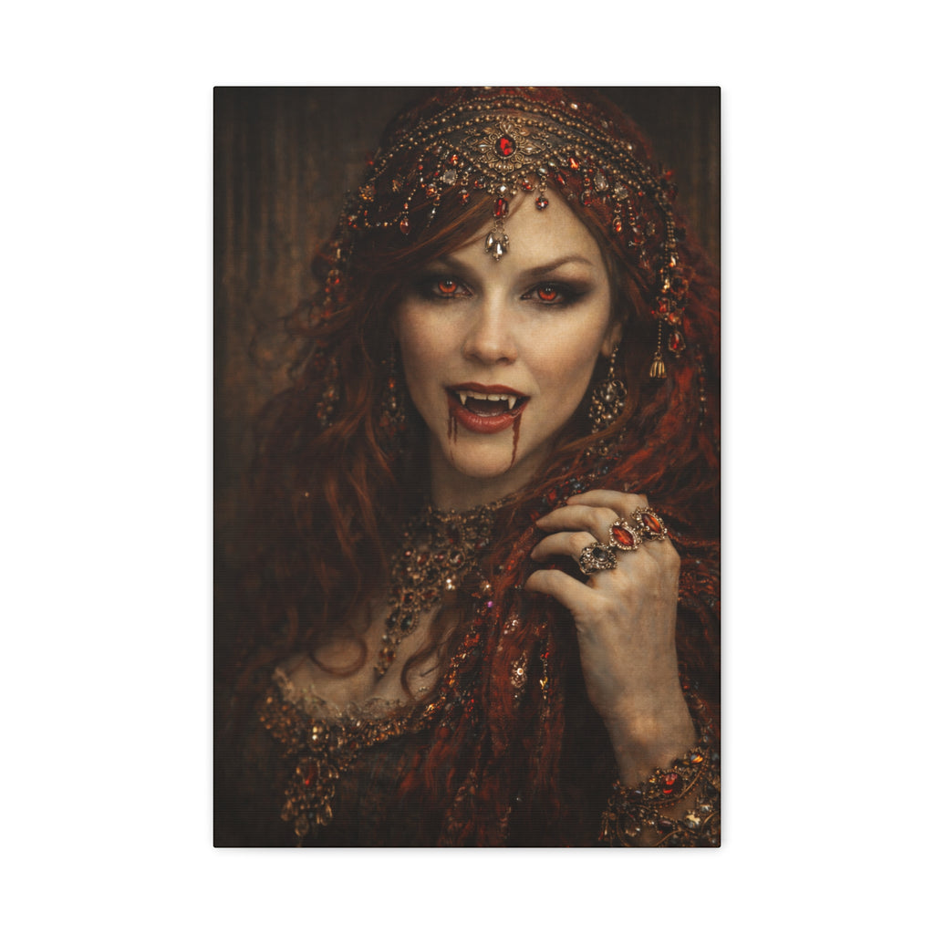 Vampire Queen Portrait Canvas — Gothic Vampire Wall Art